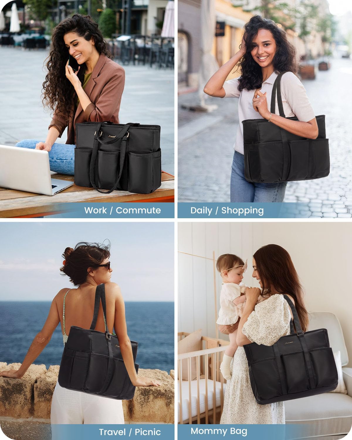 LOVEVOOK Multi-Pocket Laptop Tote Bag, 15.6" 17.3" 3122
