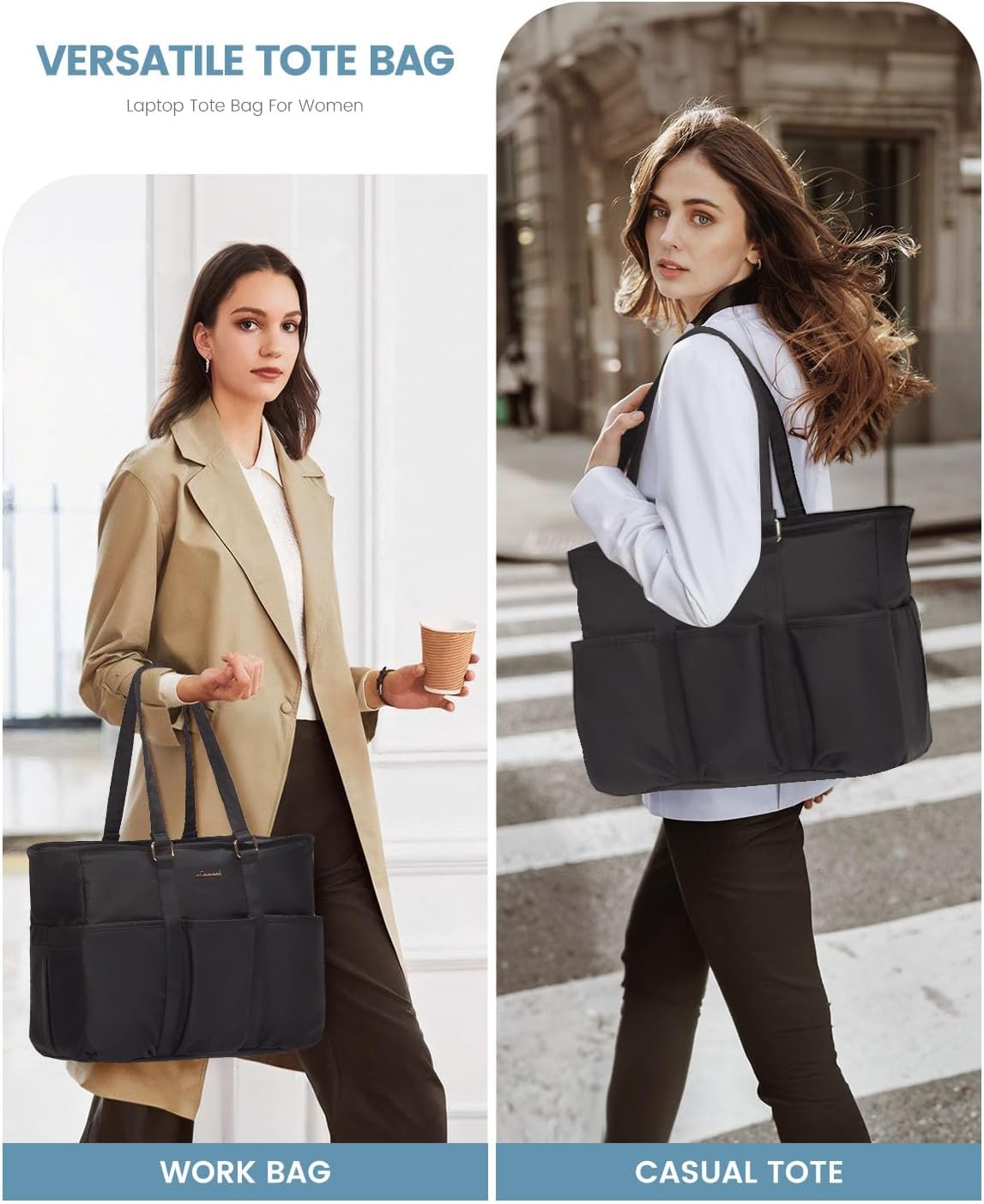 LOVEVOOK Multi-Pocket Laptop Tote Bag, 15.6" 17.3" 3122