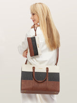 LOVEVOOK 2Pcs Elegant Colorblock Tote Bag, 15.6" 3123