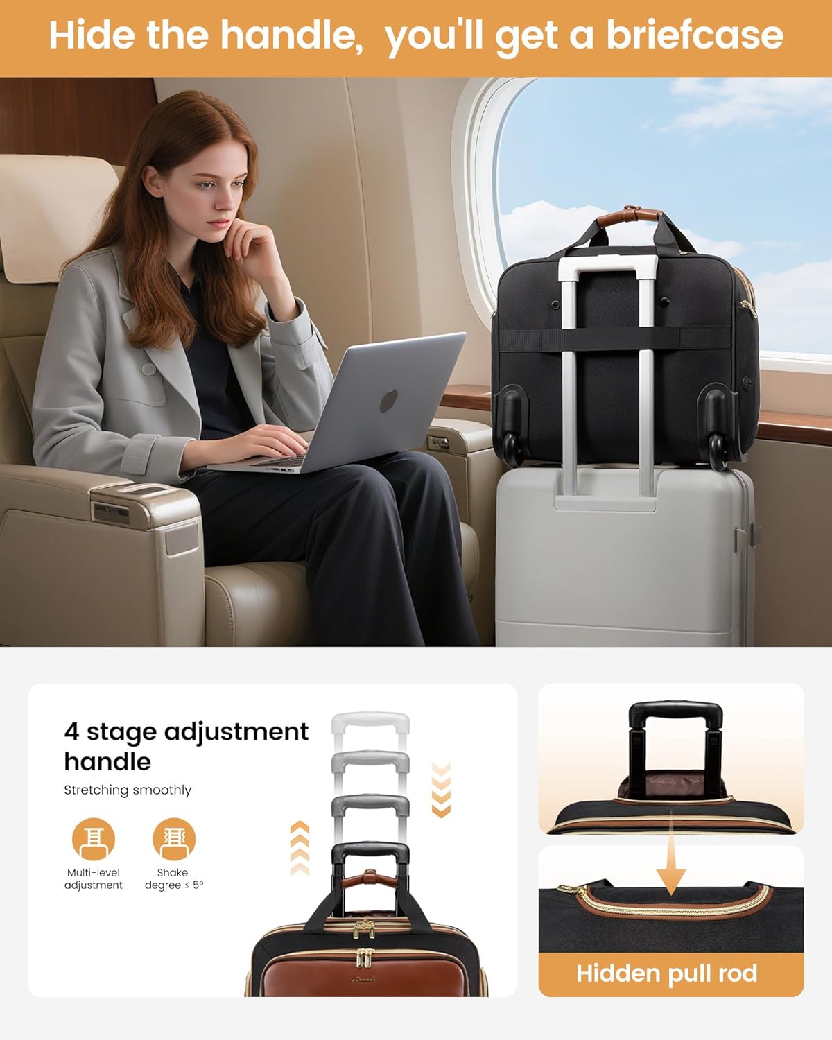 LOVEVOOK Rolling Laptop Bag, 17.3"