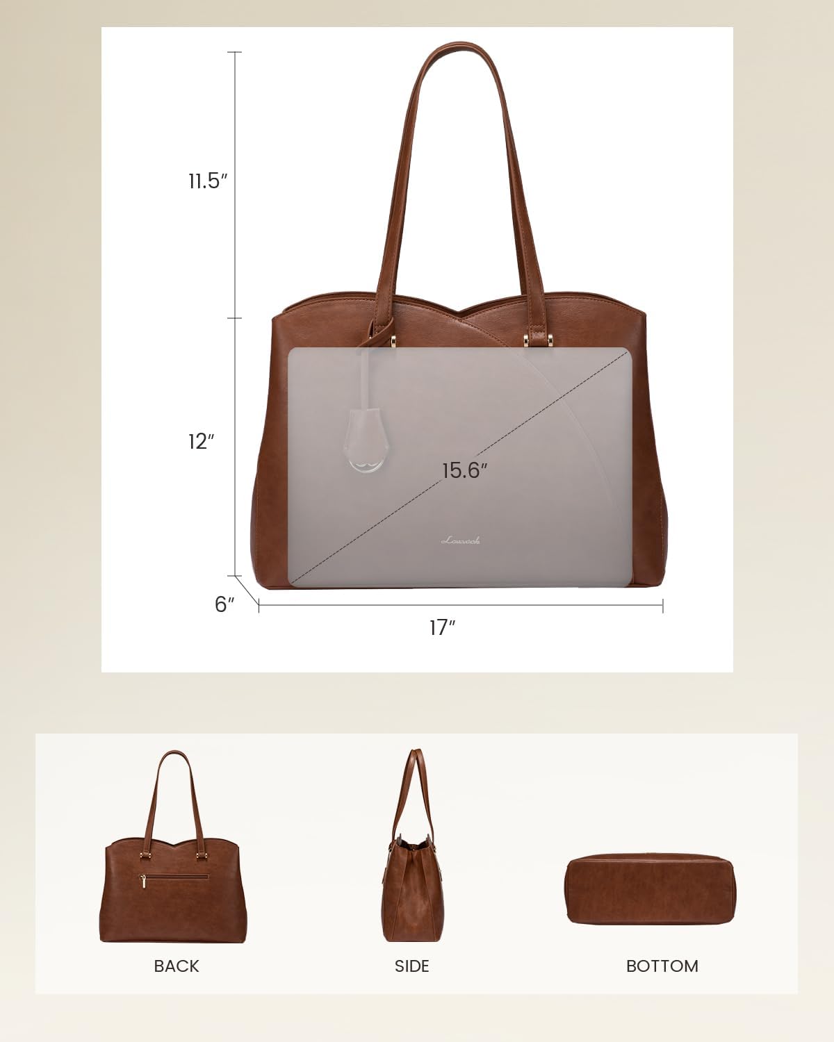 LOVEVOOK Professional Leather Computer Bag, 15.6" 3290