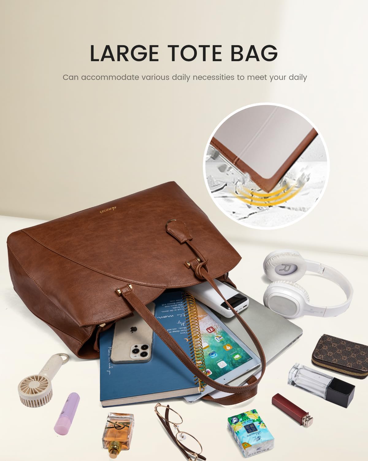 LOVEVOOK Professional Leather Computer Bag, 15.6" 3290