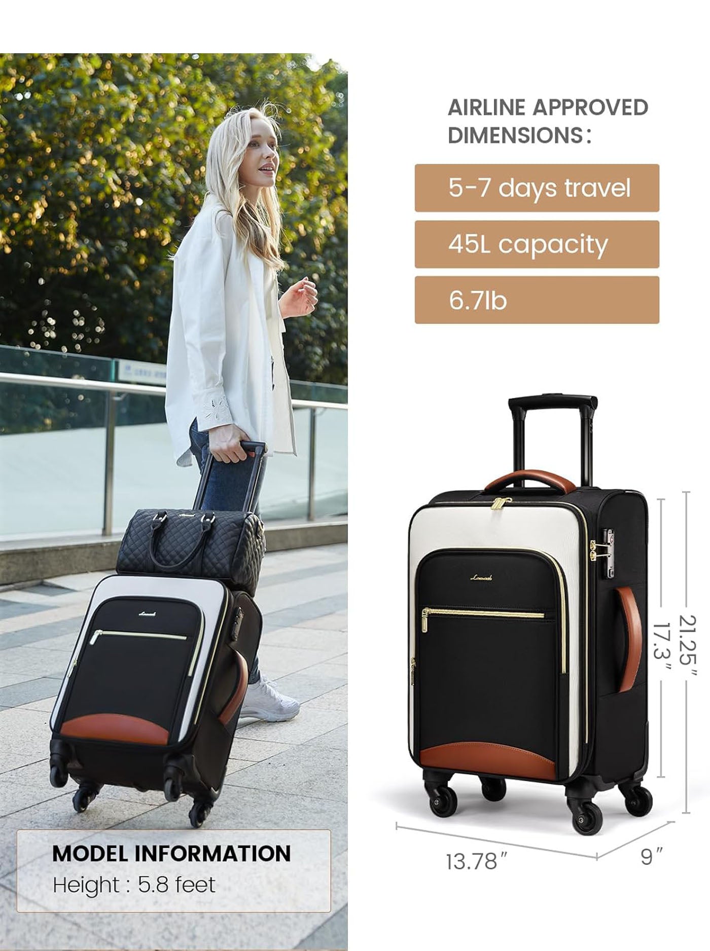 LOVEVOOK Carry-on Suitcase 20 Inch(US ONLY) 3500