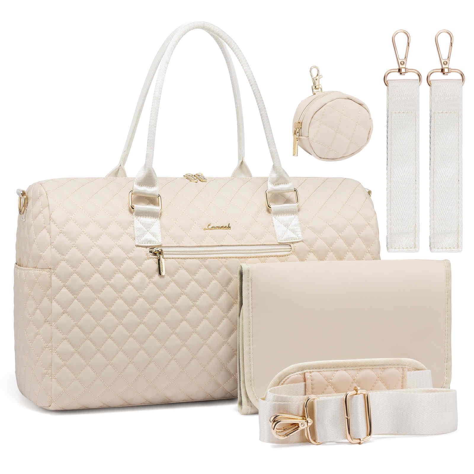 LOVEVOOK 5Pcs Quilted Diaper Tote Bag 2032
