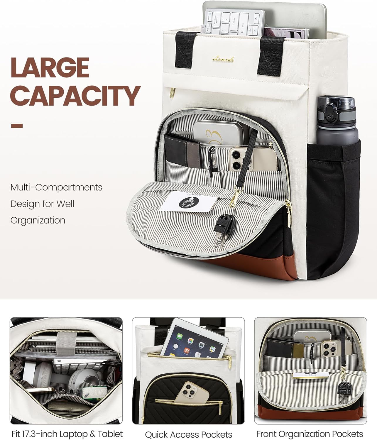 LOVEVOOK Wide Open Laptop Backpack, 15.6" 17.3" 2152