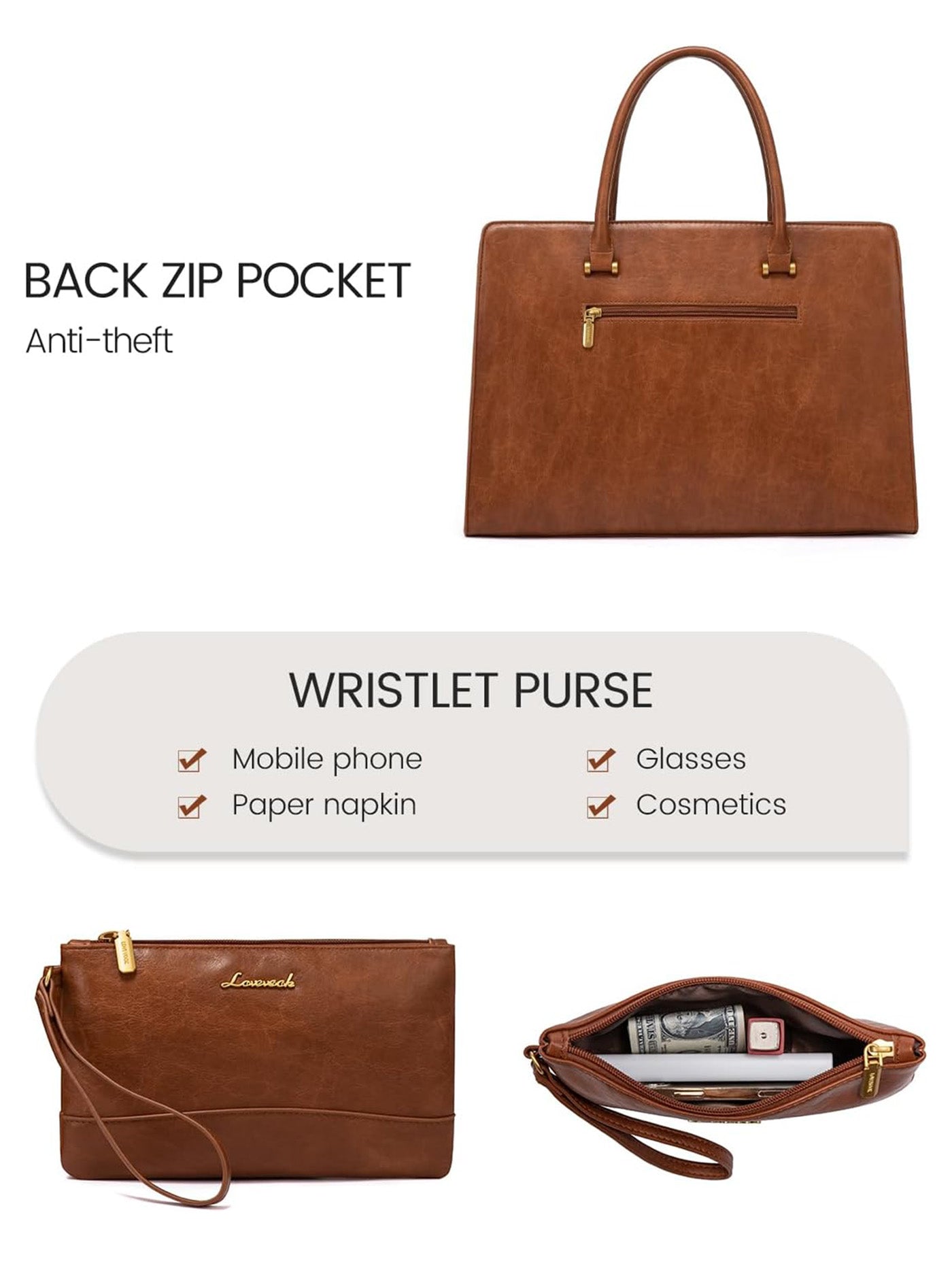 LOVEVOOK 2Pcs Vintage Waterproof Laptop Bag, 15.6" 17.3" 3230