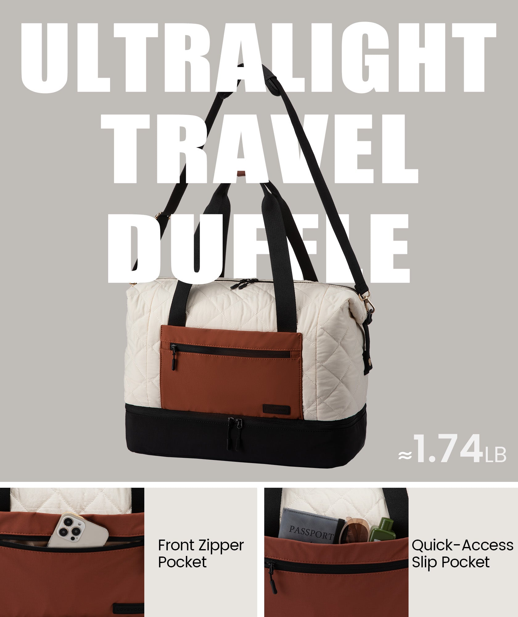 LOVEVOOK 2Pcs Puffer Travel Duffel Bag 4293