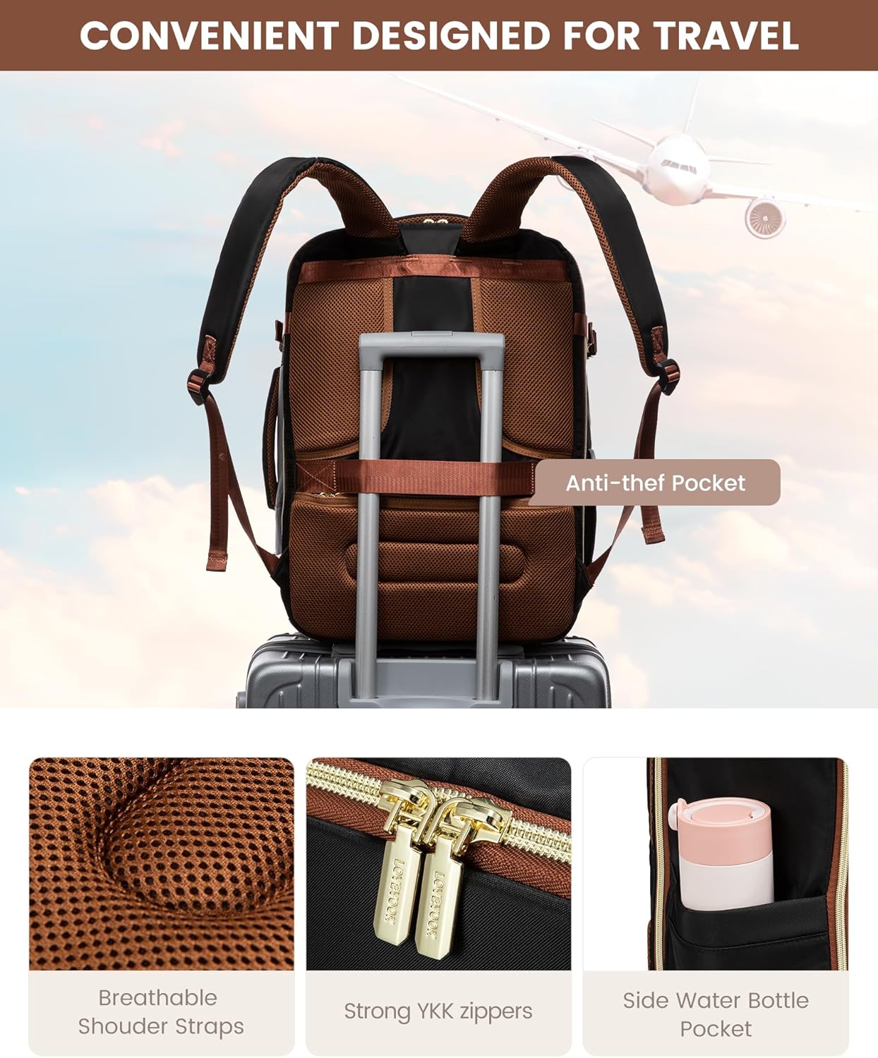 LOVEVOOK 4Pcs Carry on Backpack for Airplanes, 40L/50L 4112