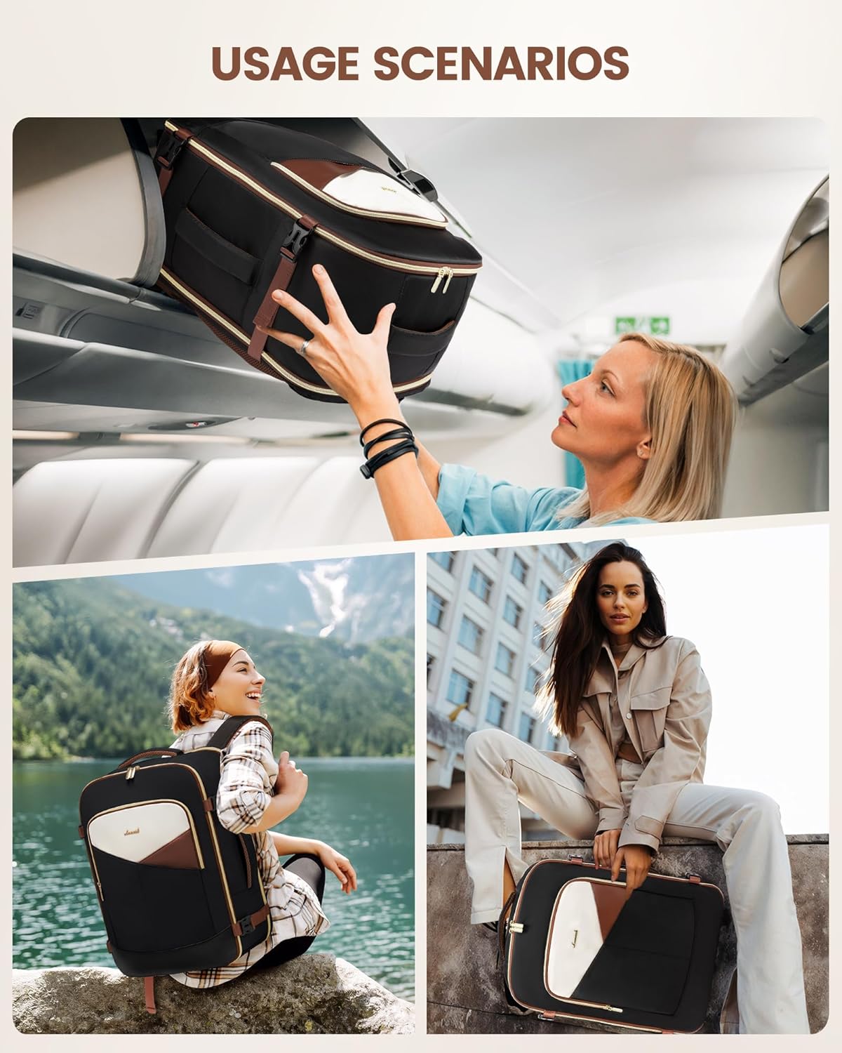 LOVEVOOK 4Pcs Carry on Backpack for Airplanes, 40L/50L 4112