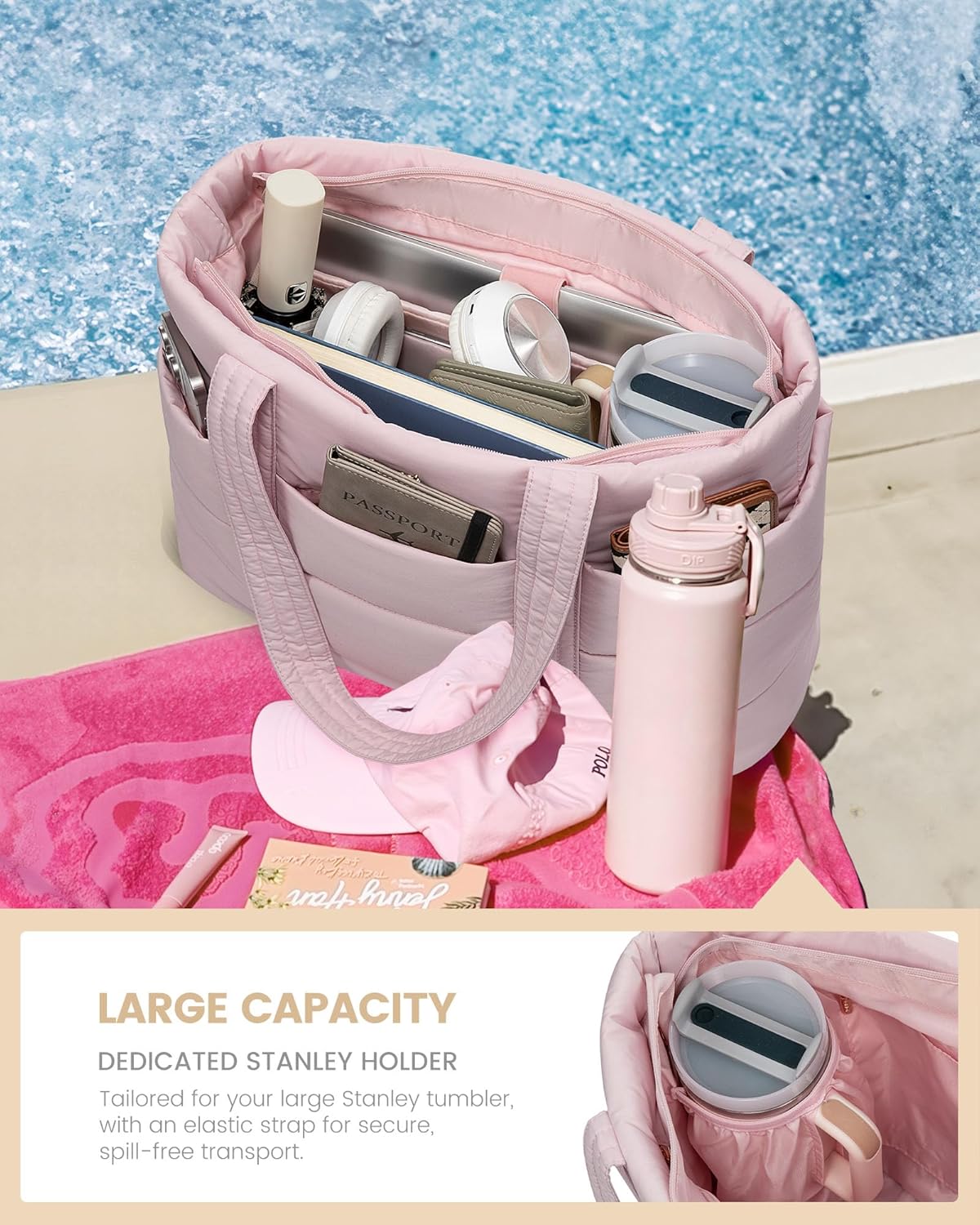 LOVEVOOK Large Puffer Work Tote Bag, 15.6" 17" 4146