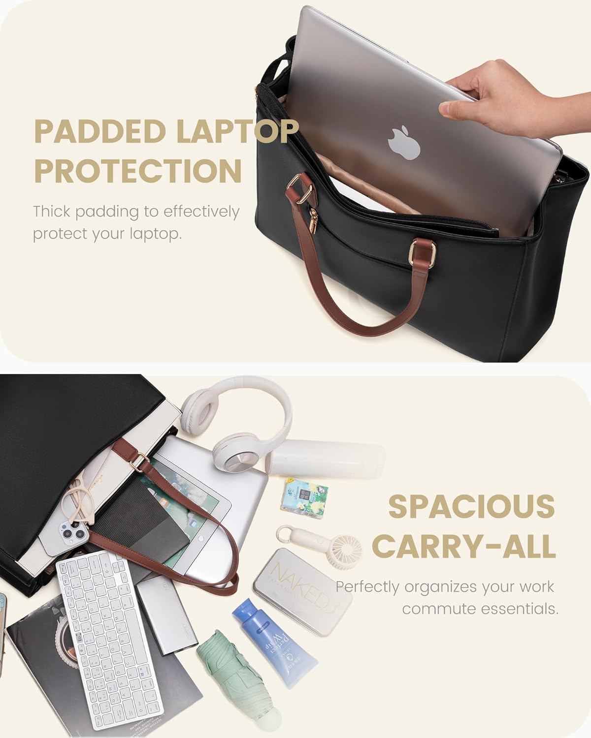 LOVEVOOK Leather Laptop Tote Bag, 15.6" 17.3" 4191