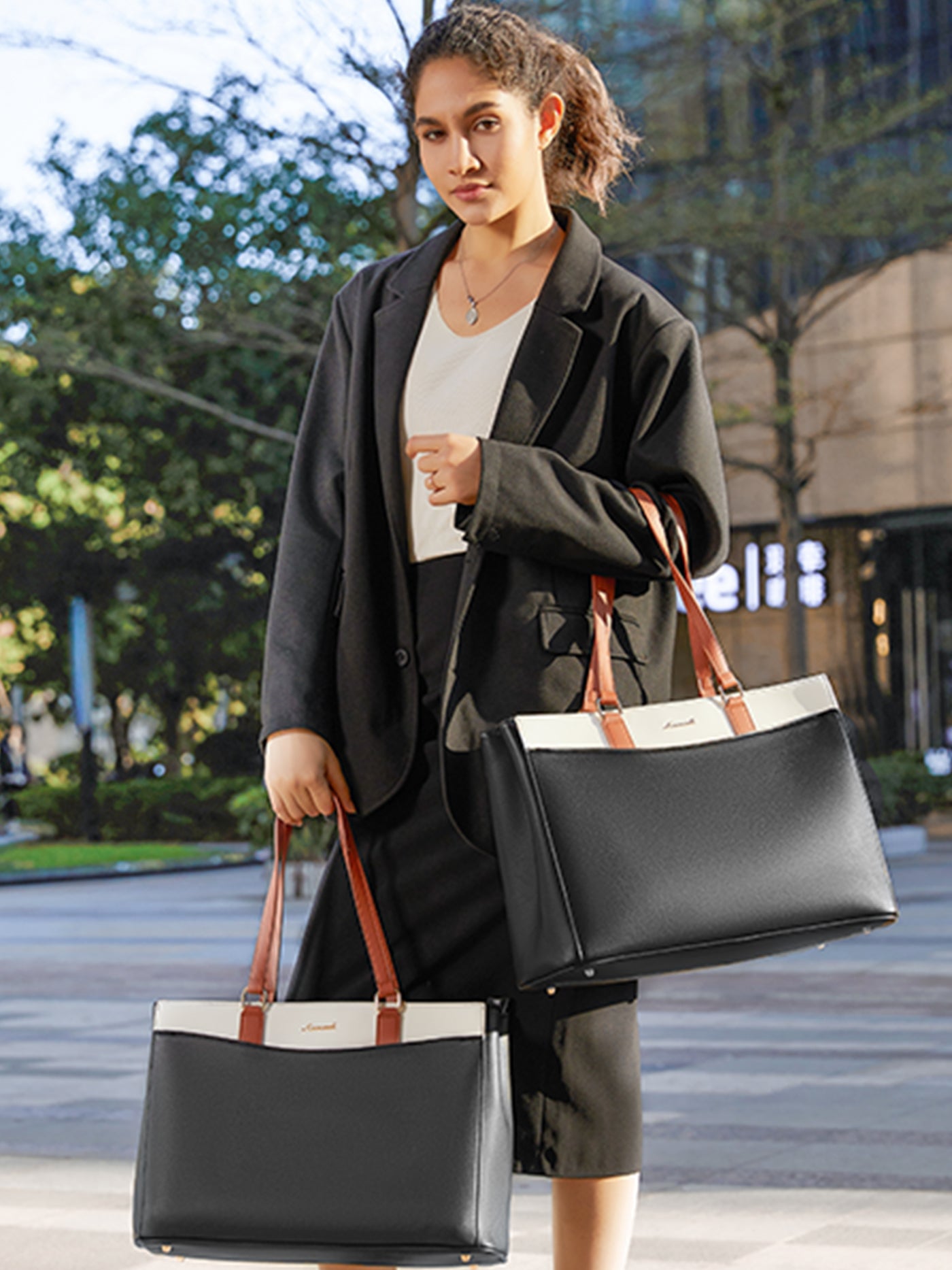 LOVEVOOK Leather Laptop Tote Bag, 15.6" 17.3" 4191
