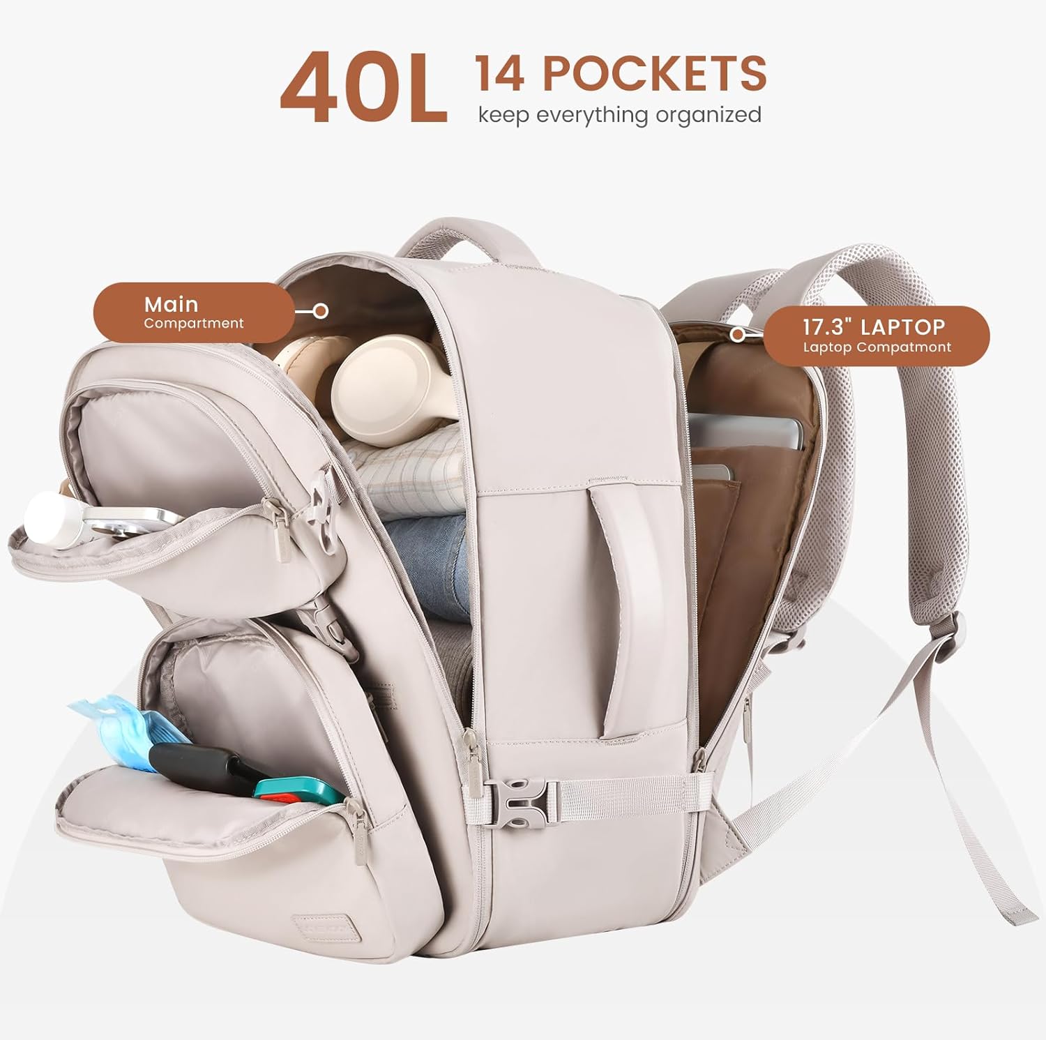 LOVEVOOK 2Pcs Carry on Backpack, 40L 50L 4215