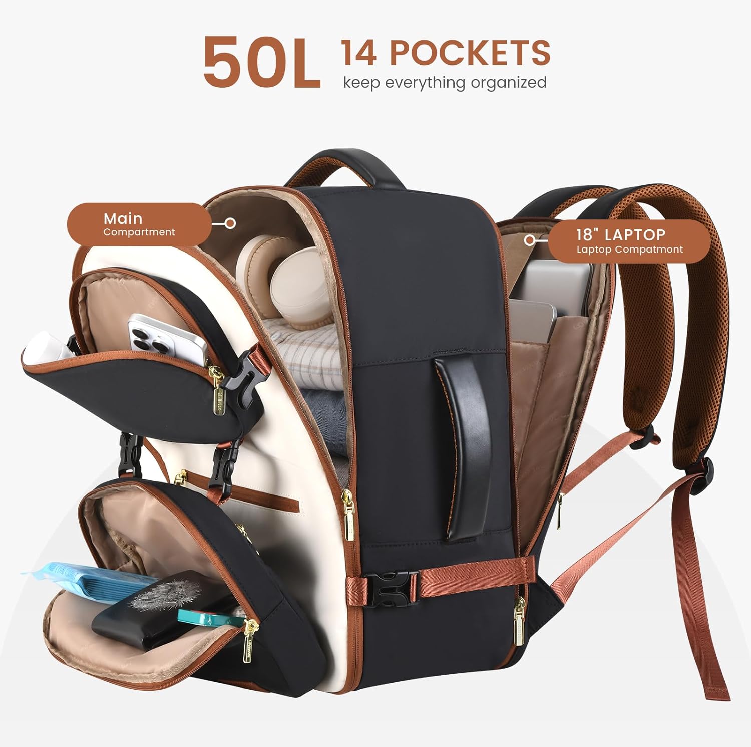 LOVEVOOK 2Pcs Carry on Backpack, 40L 50L 4215