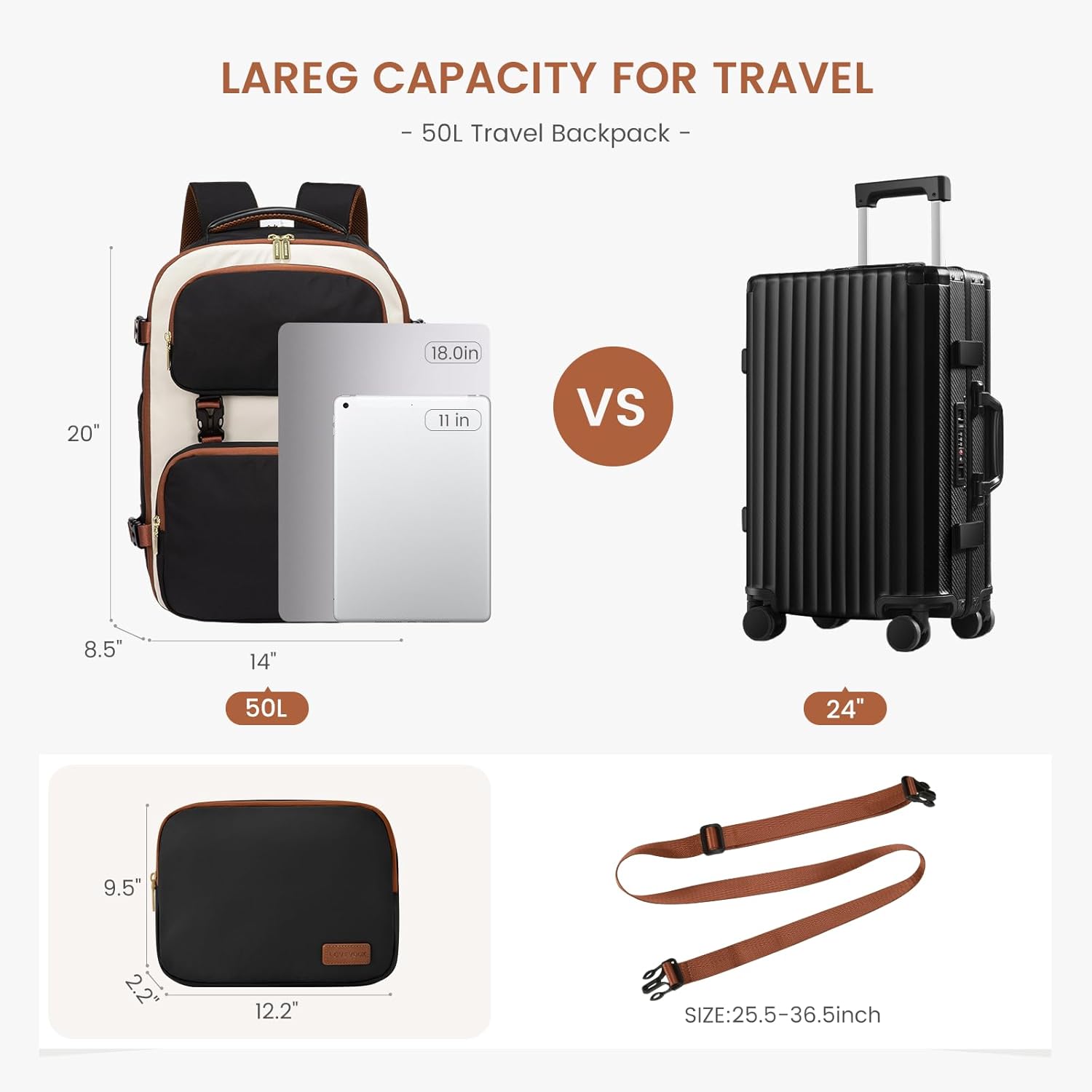 LOVEVOOK 2Pcs Carry on Backpack, 40L 50L 4215
