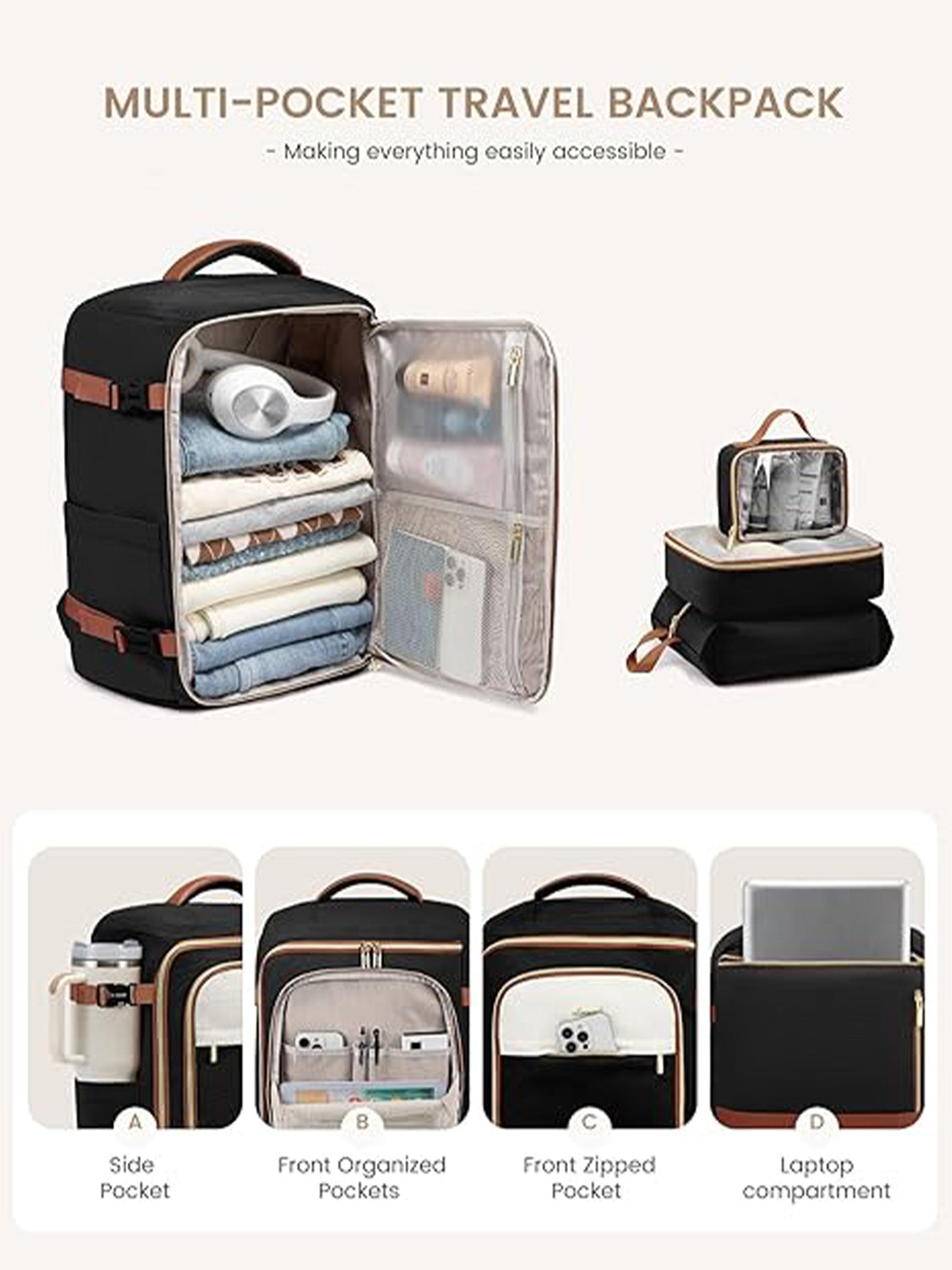 LOVEVOOK 4Pcs Travel Backpack Bag 40L/50L 4299