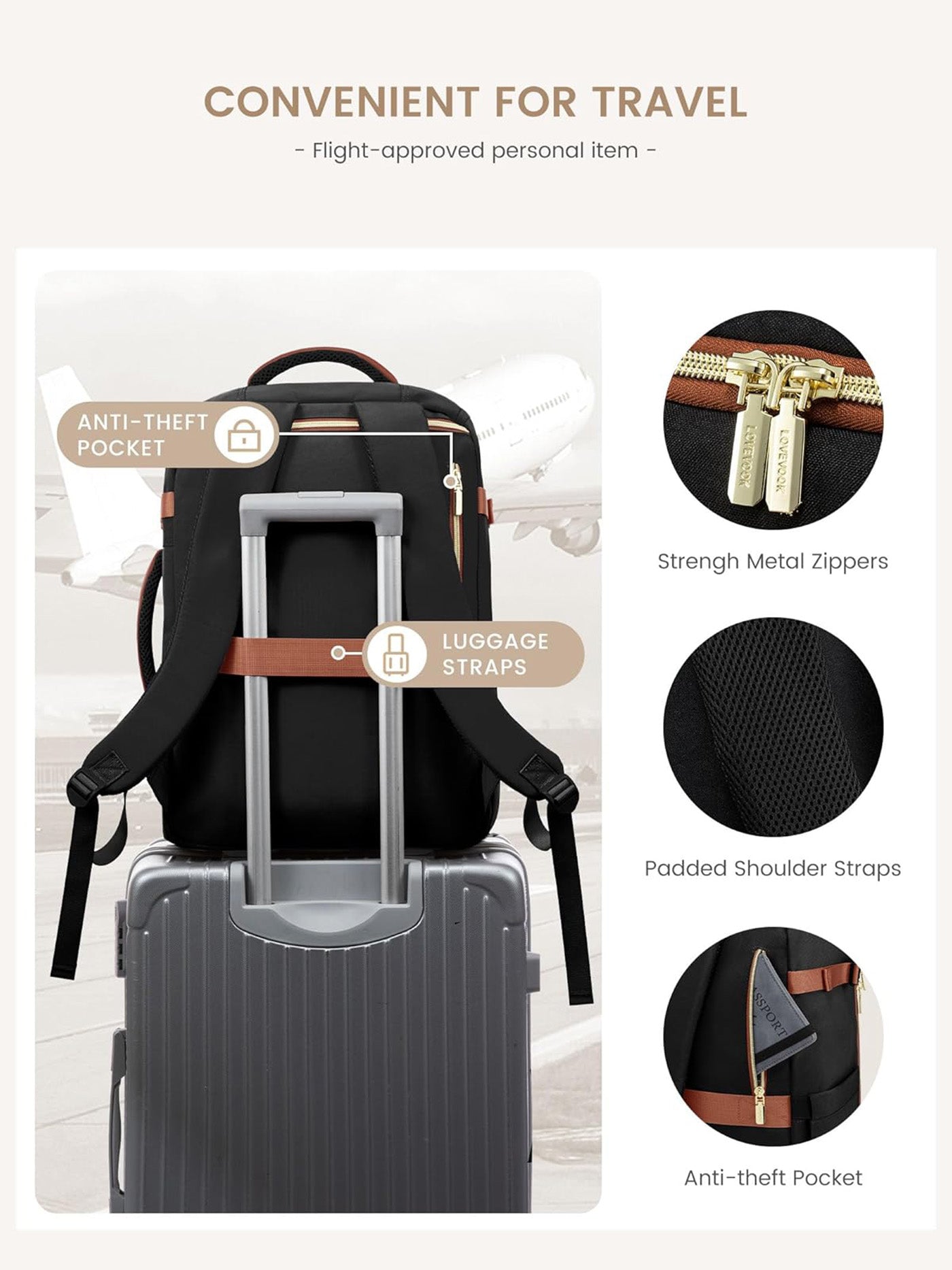 LOVEVOOK 4Pcs Travel Backpack Bag 40L/50L 4299