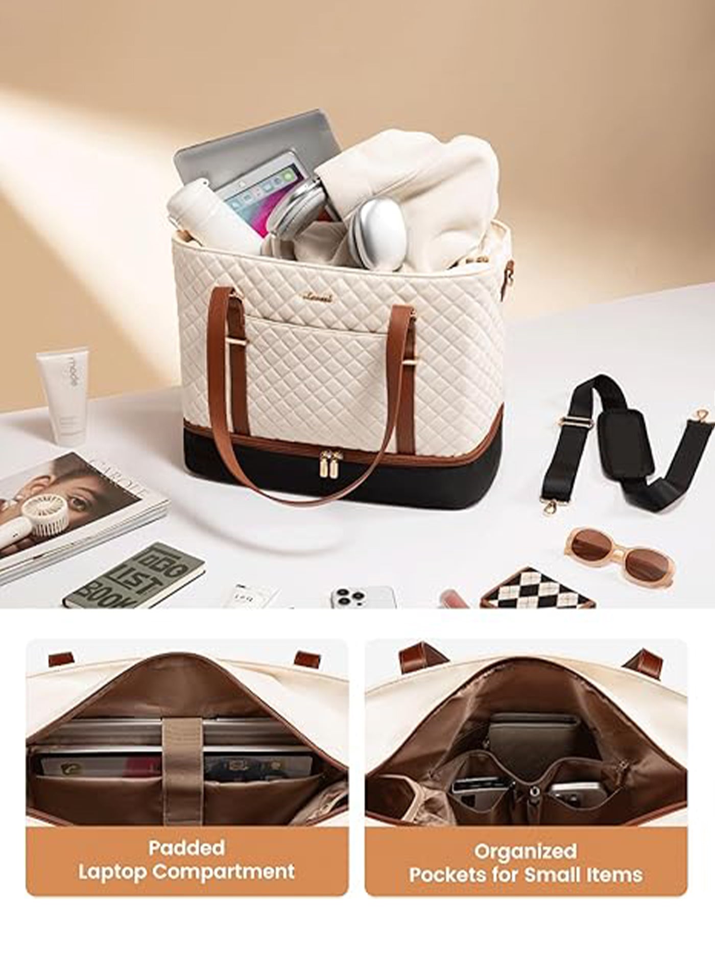 LOVEVOOK Tote Bag with Lunch Compartment, 15.6" 17.3" 4300