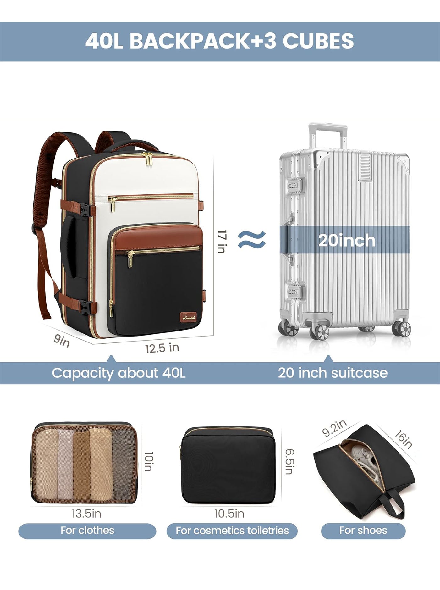LOVEVOOK 4Pcs Travel Backpack, 40L 50L 4319