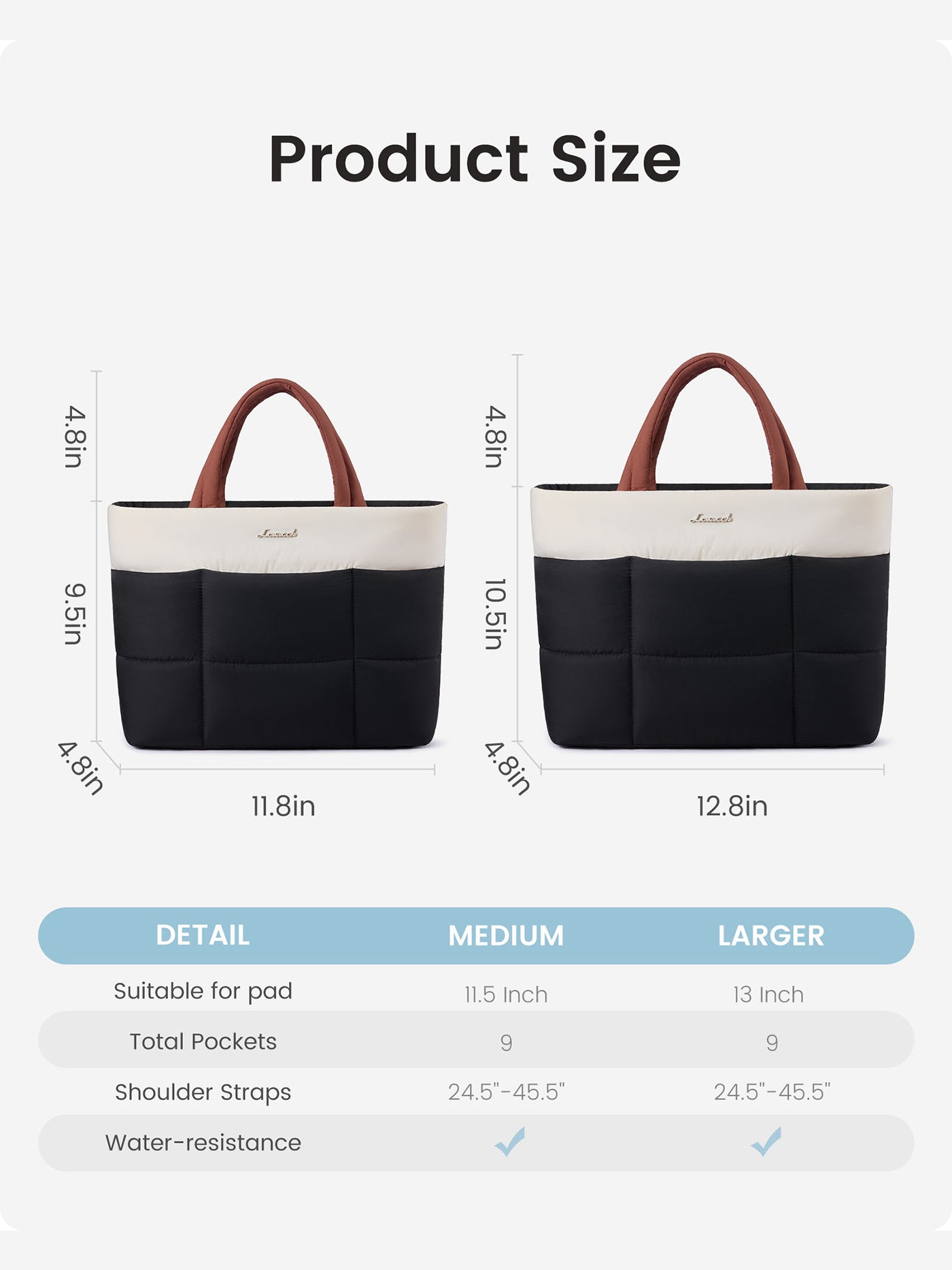 LOVEVOOK Puffer Tote Bags 11.8" 12.8" 4440