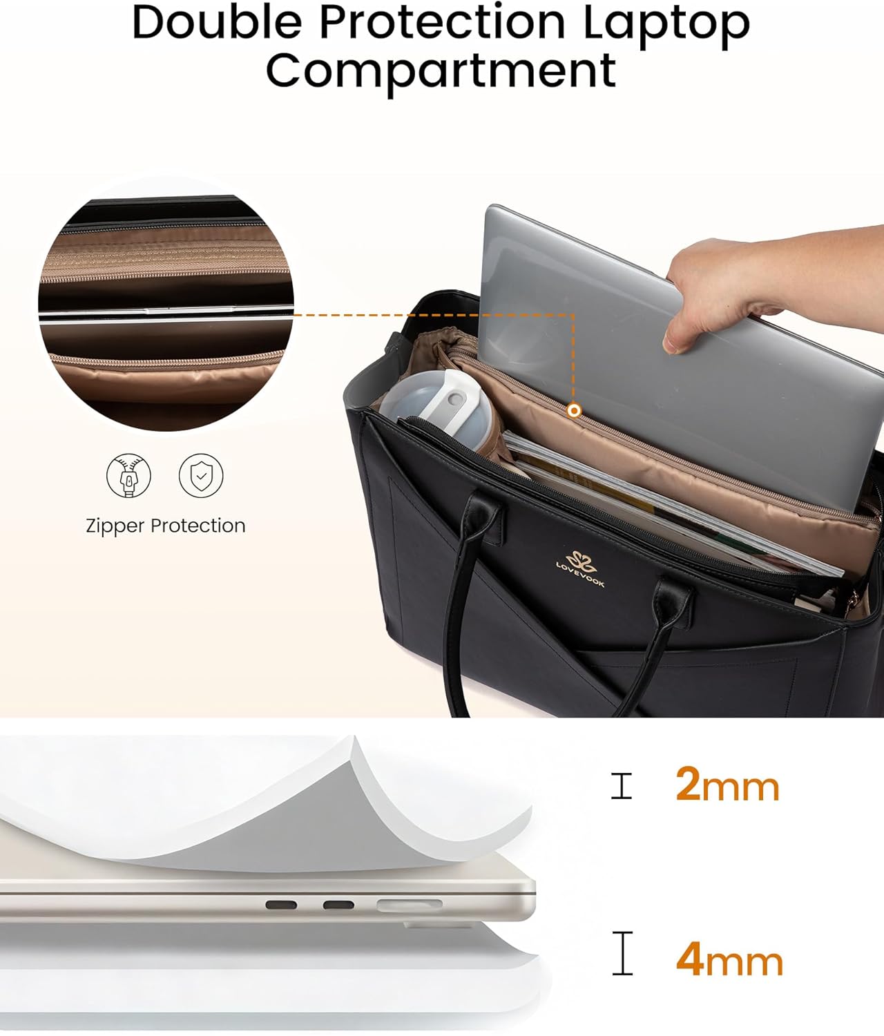LOVEVOOK PU Leather Work Bag, 15.6" 17.3" 4447