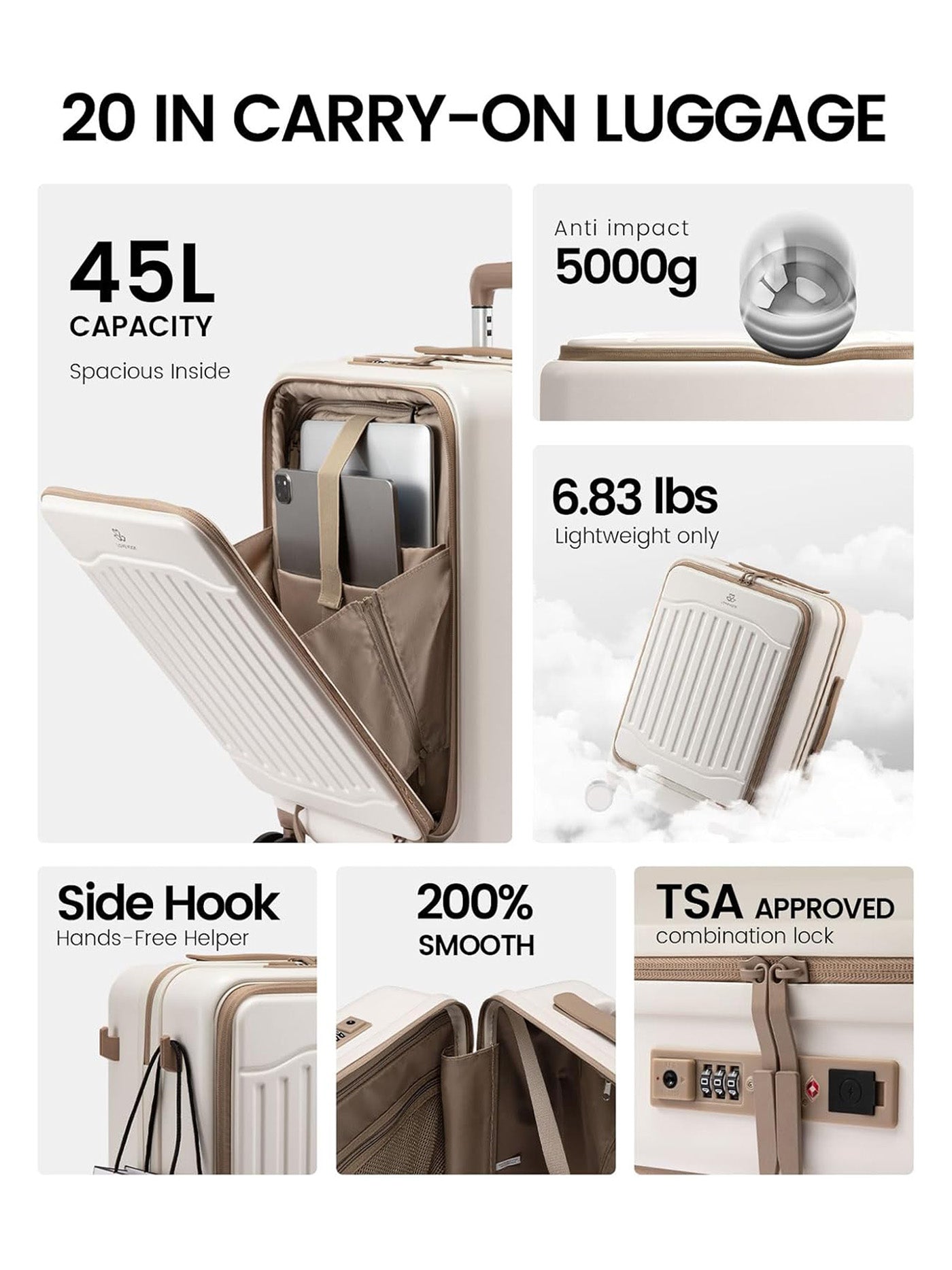 LOVEVOOK Carry On Suitcases with Wheels, 20"(Only available in the US) 4417