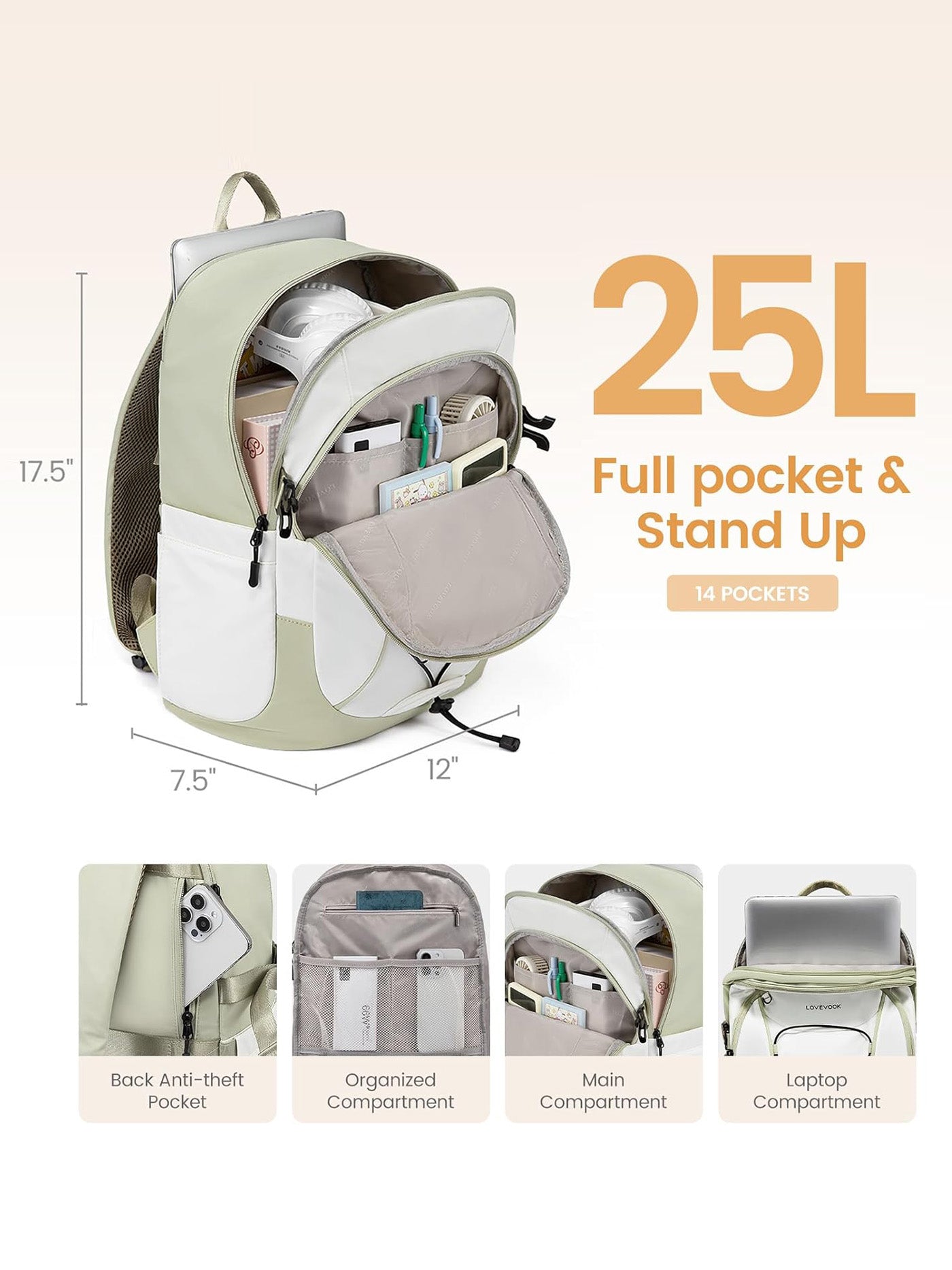 LOVEVOOK Lightweight  Laptop Backpack, 15.6"-18", 4572 4572