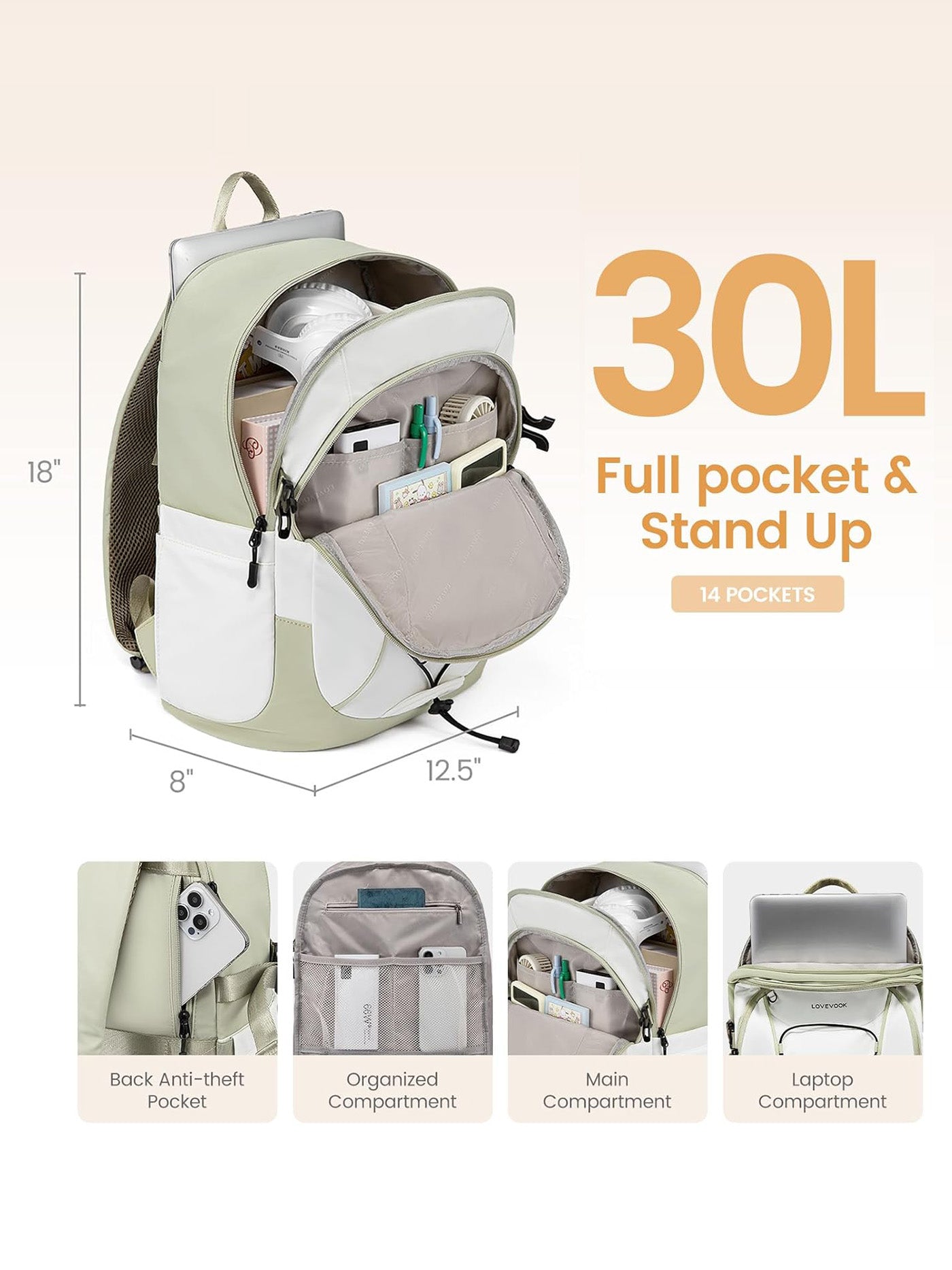 LOVEVOOK Lightweight  Laptop Backpack, 15.6"-18", 4572 4572