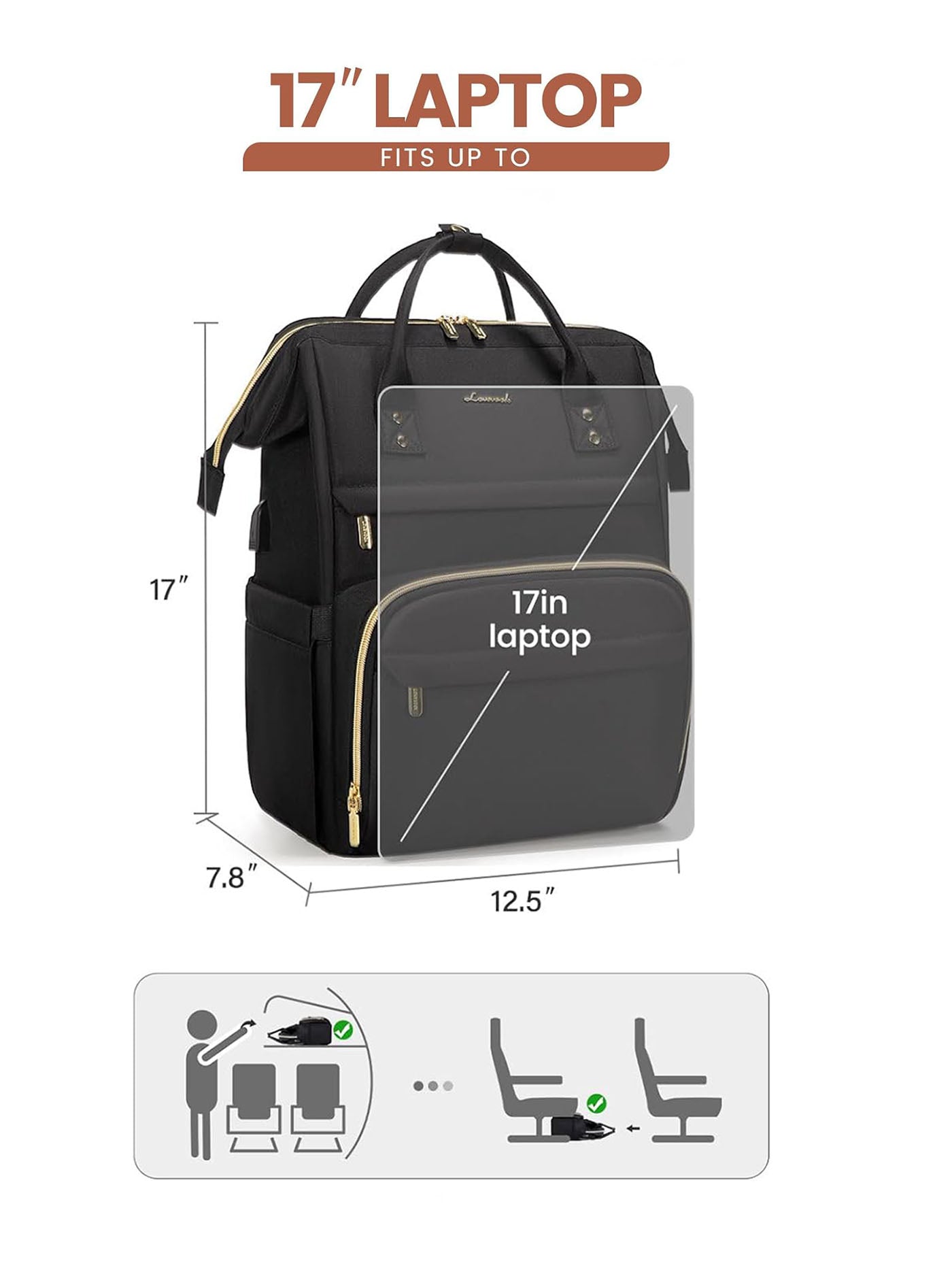 LOVEVOOK Viola I Laptop Backpack, 14"-17" 1469
