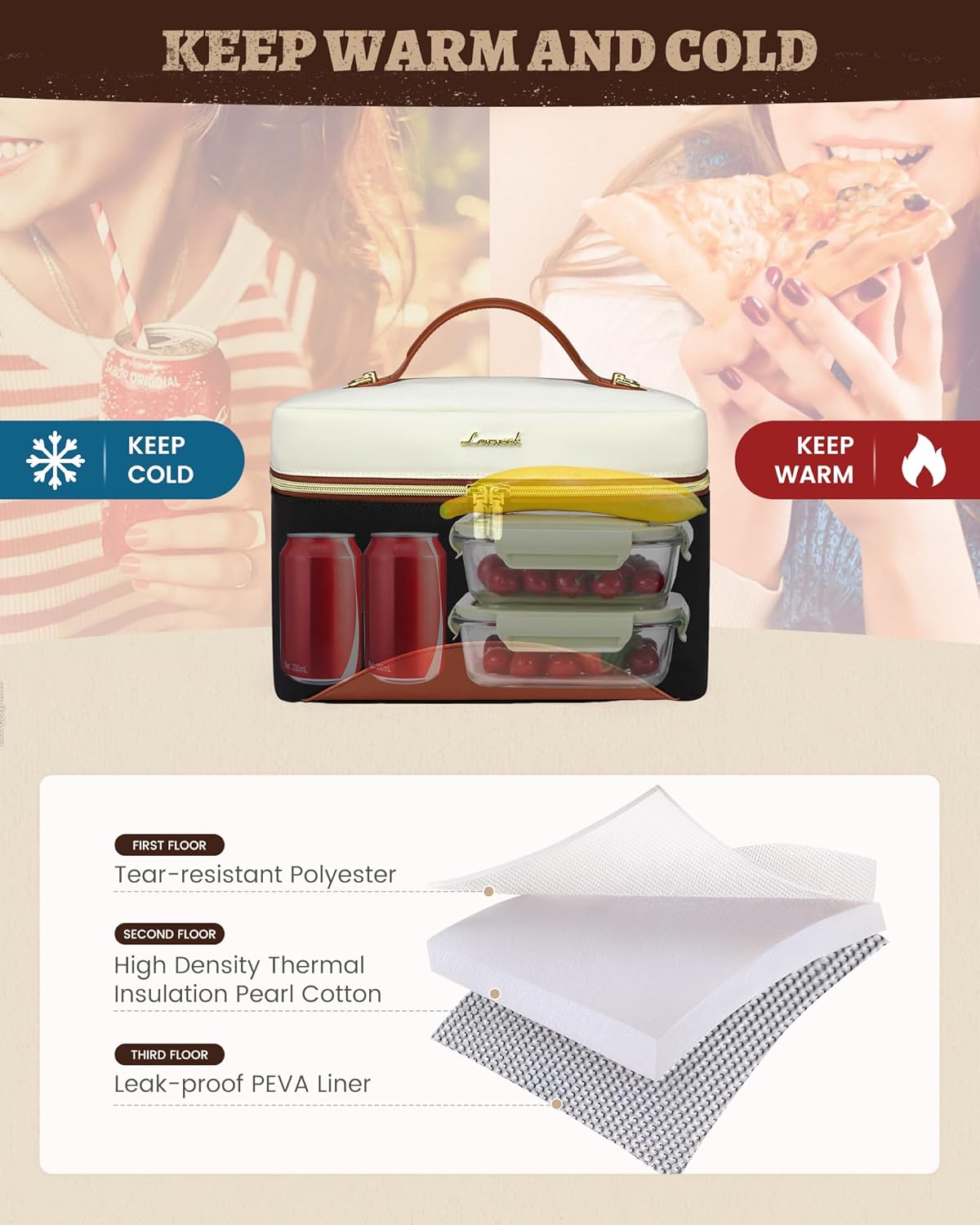 LOVEVOOK Cooler Lunch Bag with Adjustable Shoulder Strap 3225