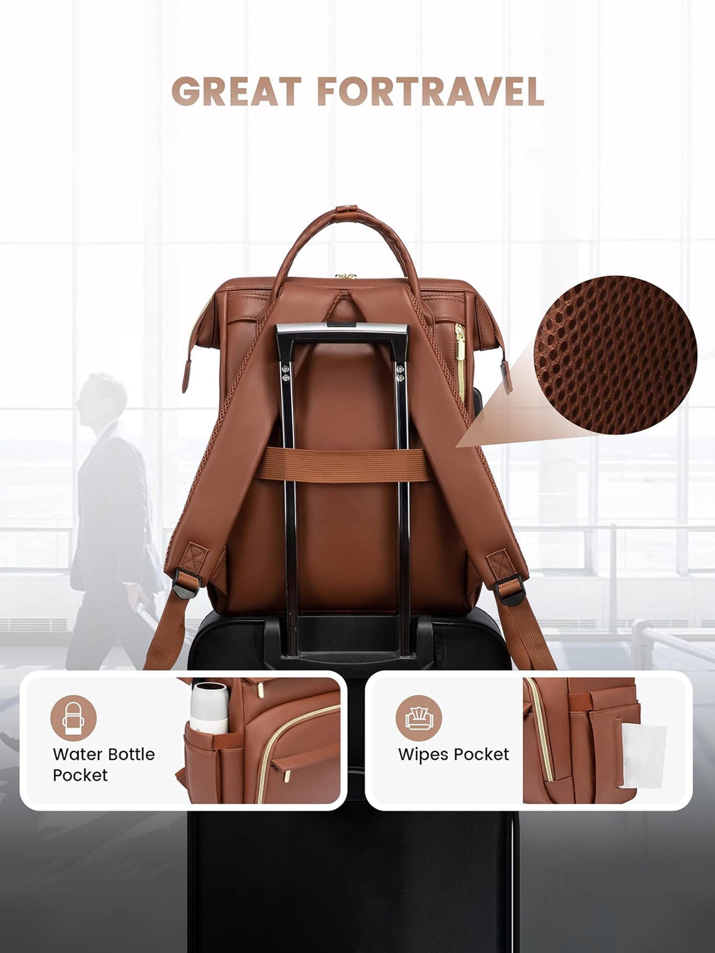 LOVEVOOK Leather Laptop Backpack, 15.6"-18" 175018