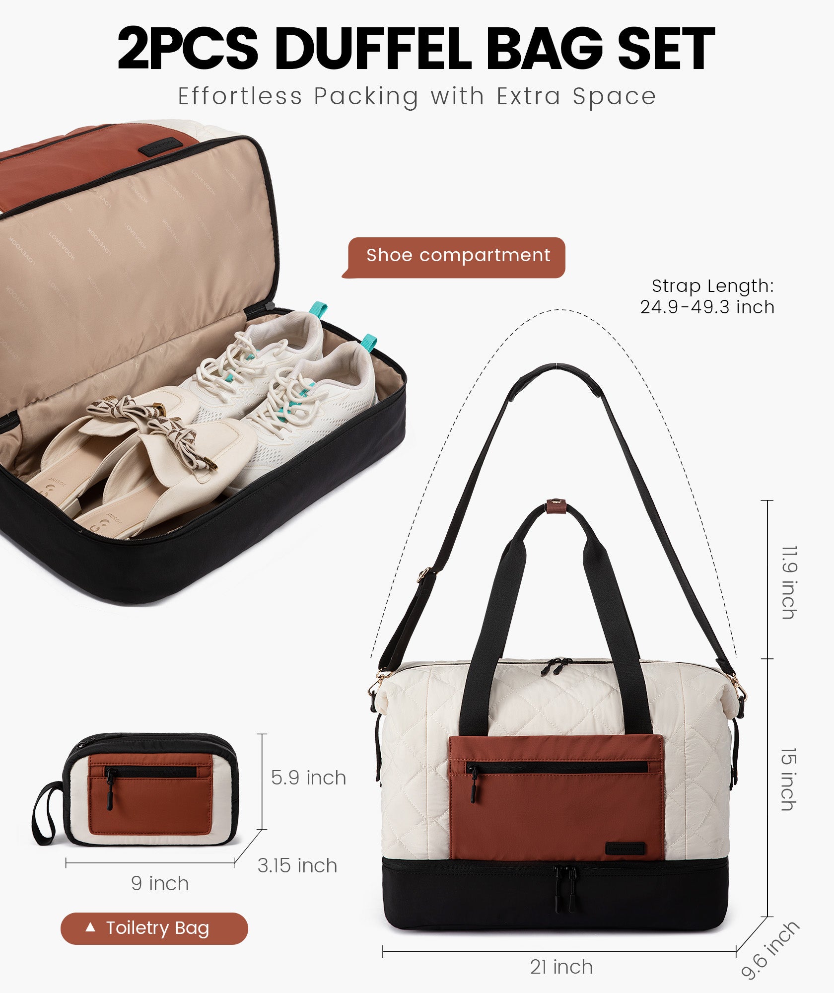 LOVEVOOK 2Pcs Puffer Travel Duffel Bag 4293