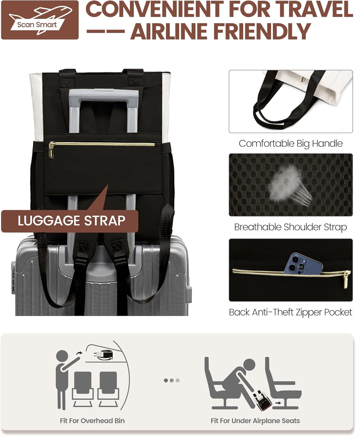LOVEVOOK Wide Open Laptop Backpack, 15.6" 17.3" 2152