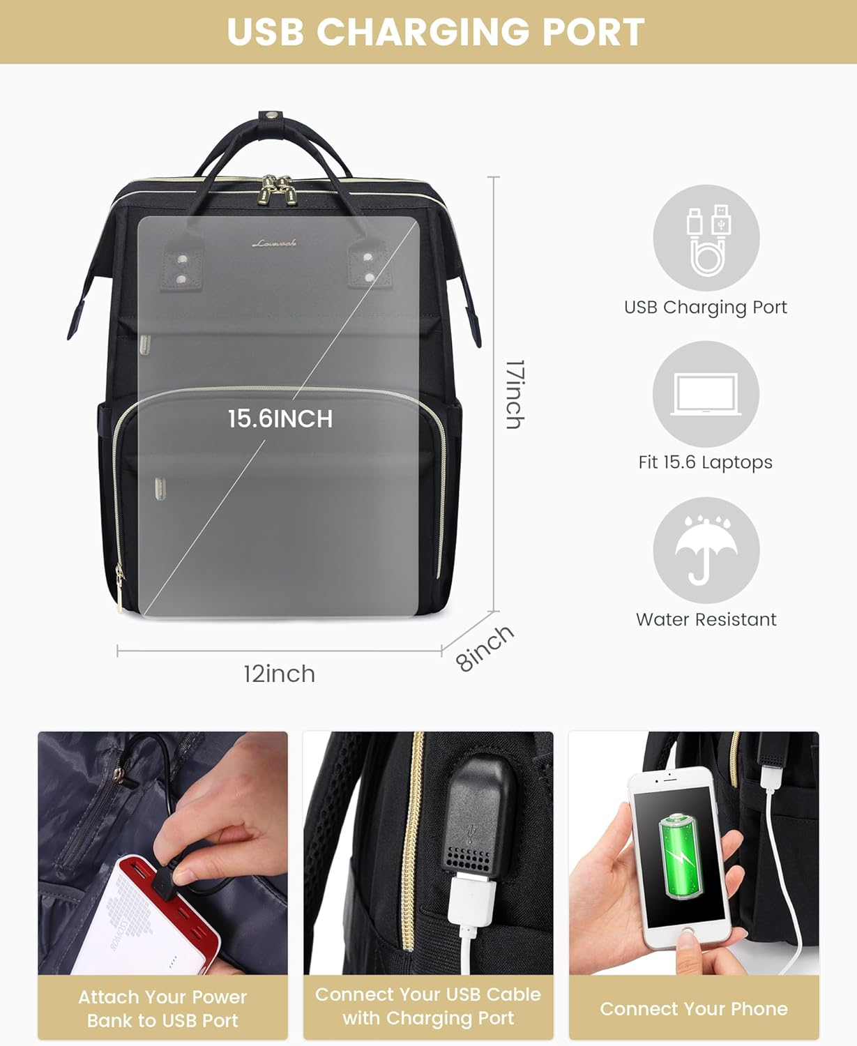 LOVEVOOK Viola Ⅱ Laptop Backpack with Separate Laptop Compartment, 15.6" 17" 1469