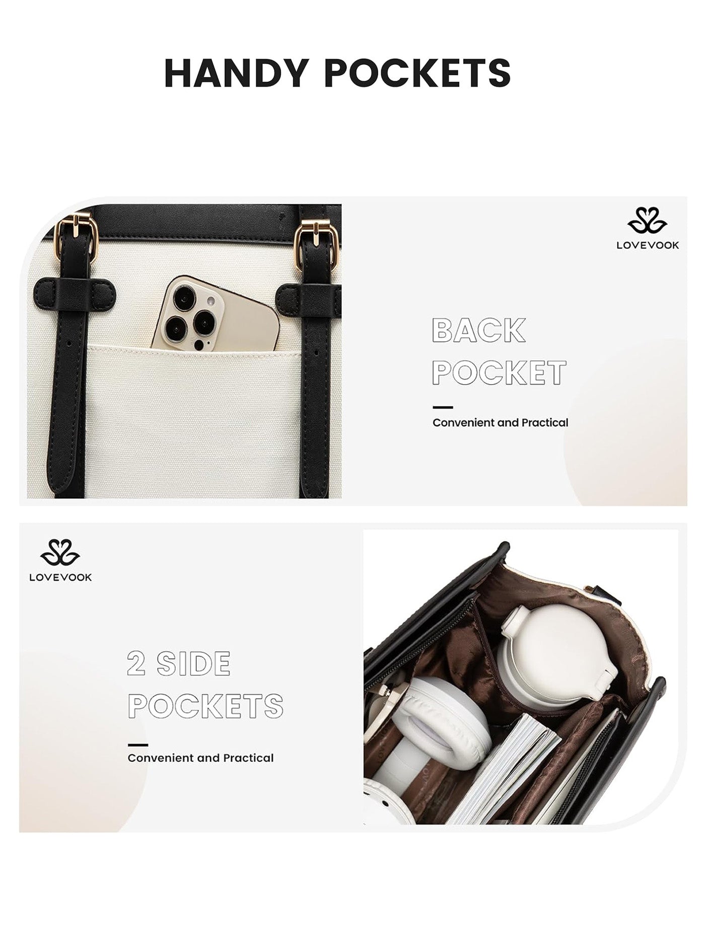 LOVEVOOK 2Pcs Canvas Laptop Tote Bag, 15.6" 30130