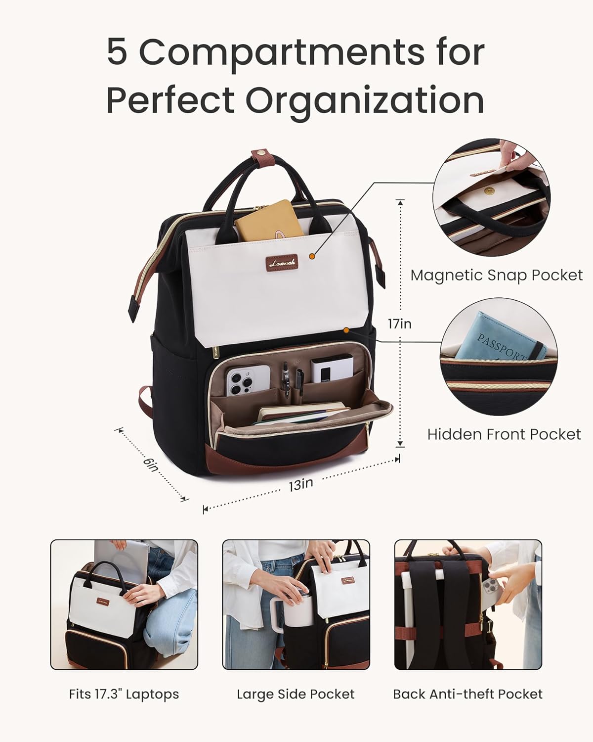 LOVEVOOK Cute Casual Laptop Backpack, 15.6" 17.3", 5000 5000