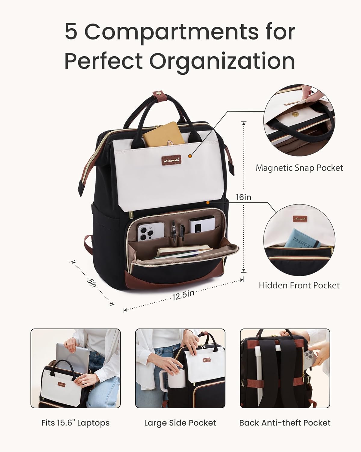 LOVEVOOK Cute Casual Laptop Backpack, 15.6" 17.3", 5000 5000