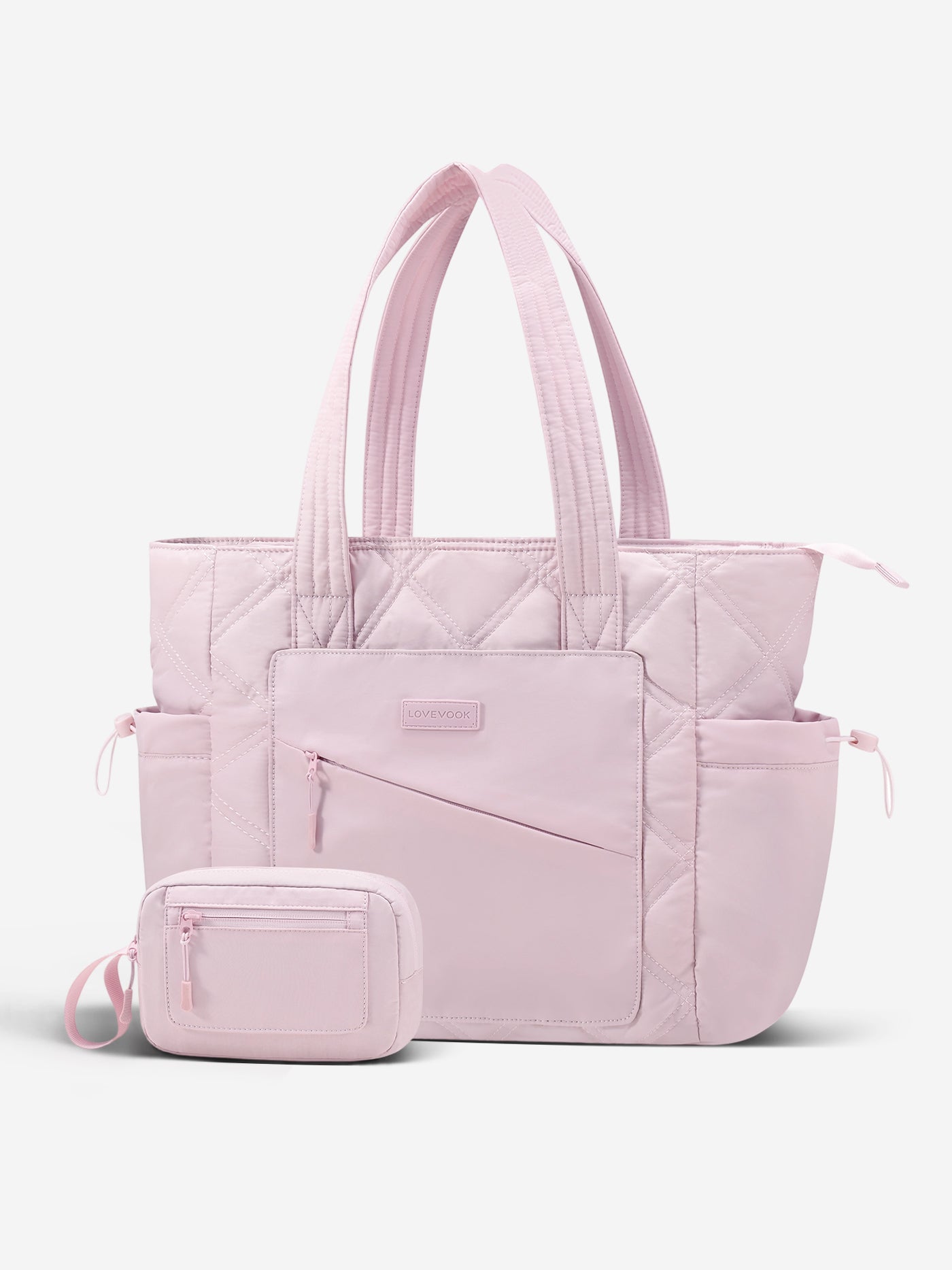 LOVEVOOK 2Pcs Quilted Puffer Tote Bag, 15.6" 17.3" 4408