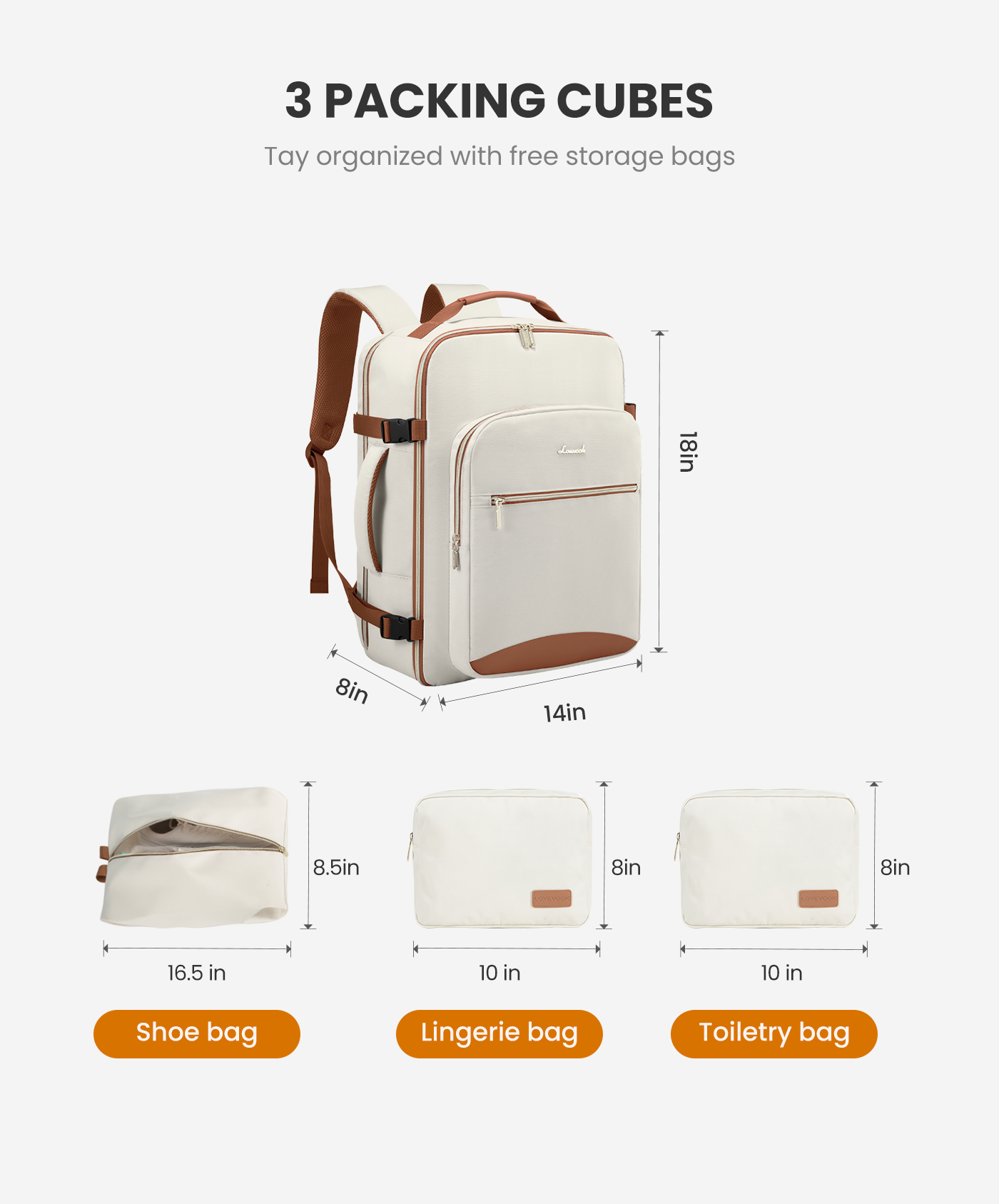 LOVEVOOK 4Pcs, 40/50L Freyja Laptop Travel Backpack, 17" 18" 2029