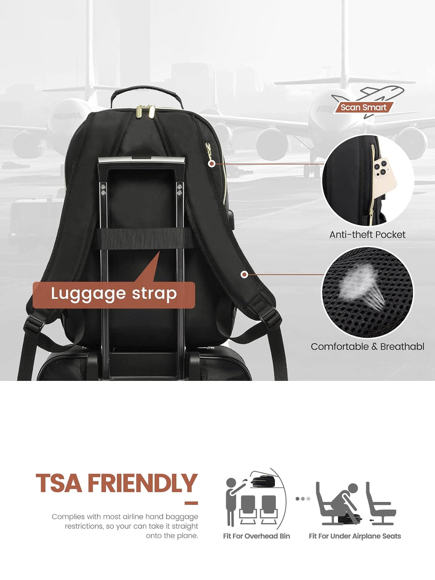 LOVEVOOK The V Laptop Backpack, 15.6"-17.3" 15330