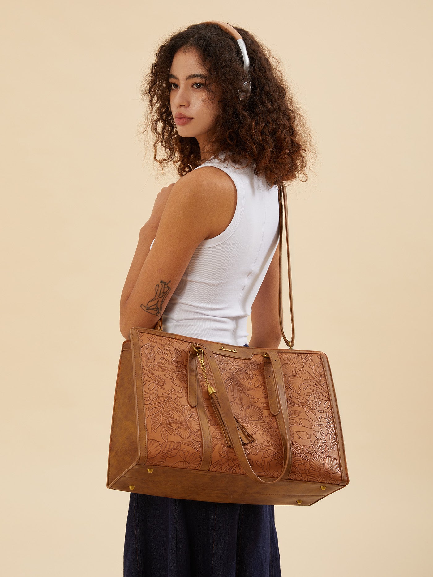 LOVEVOOK 2Pcs Vintage Leather Laptop Tote, 15.6" 17.3" 2208
