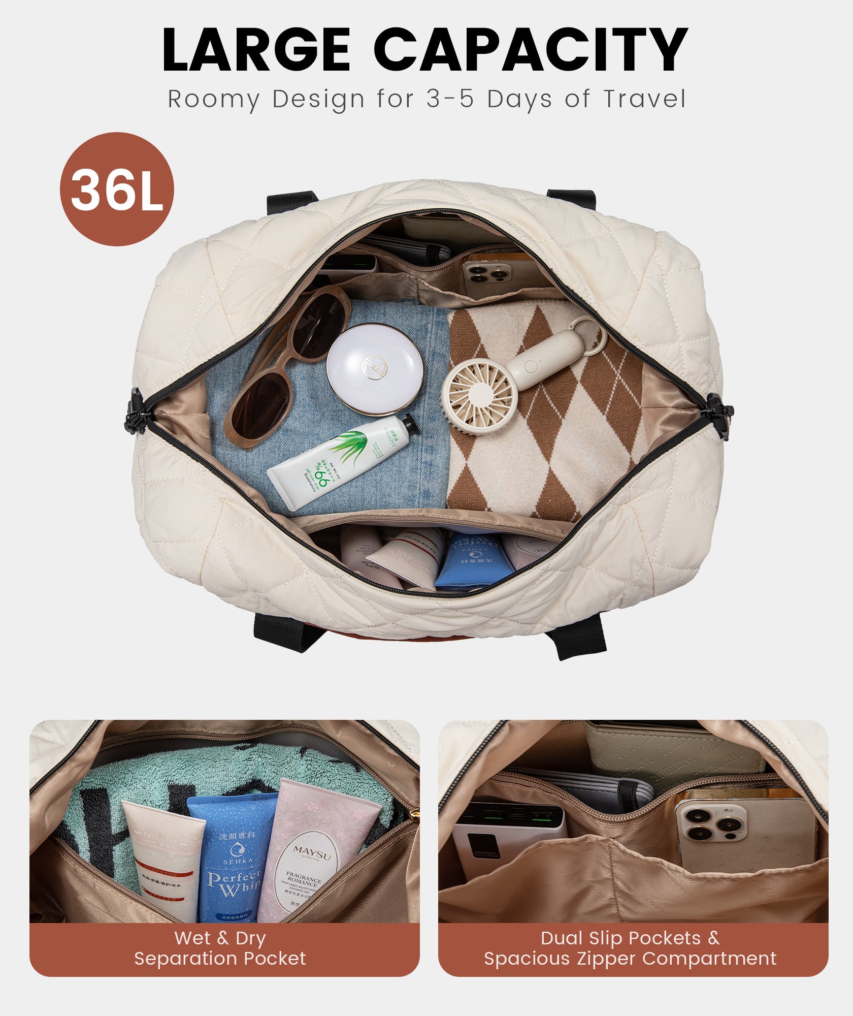 LOVEVOOK 2Pcs Puffer Travel Duffel Bag 4293