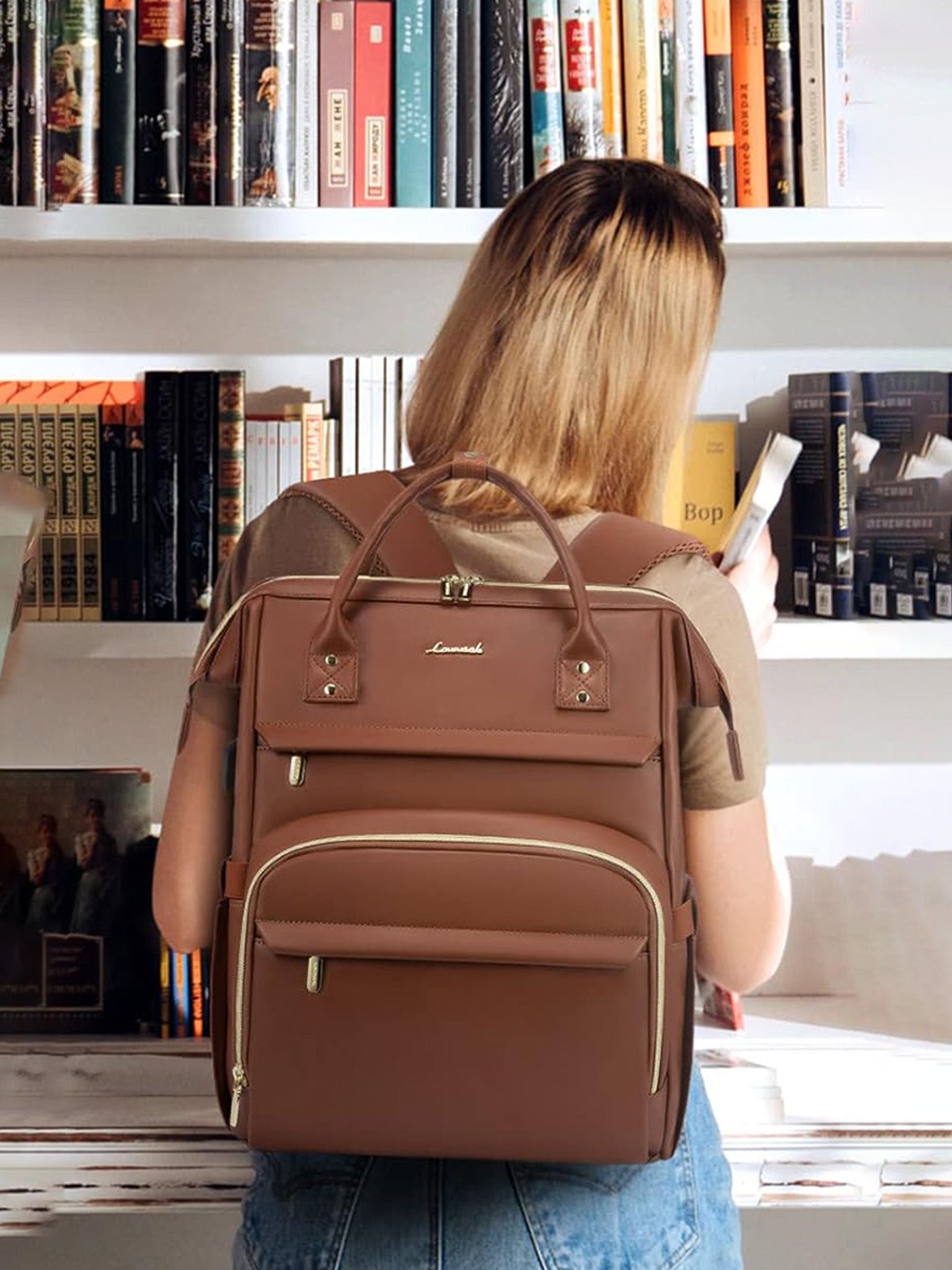 LOVEVOOK Leather Laptop Backpack, 15.6"-18" 175018