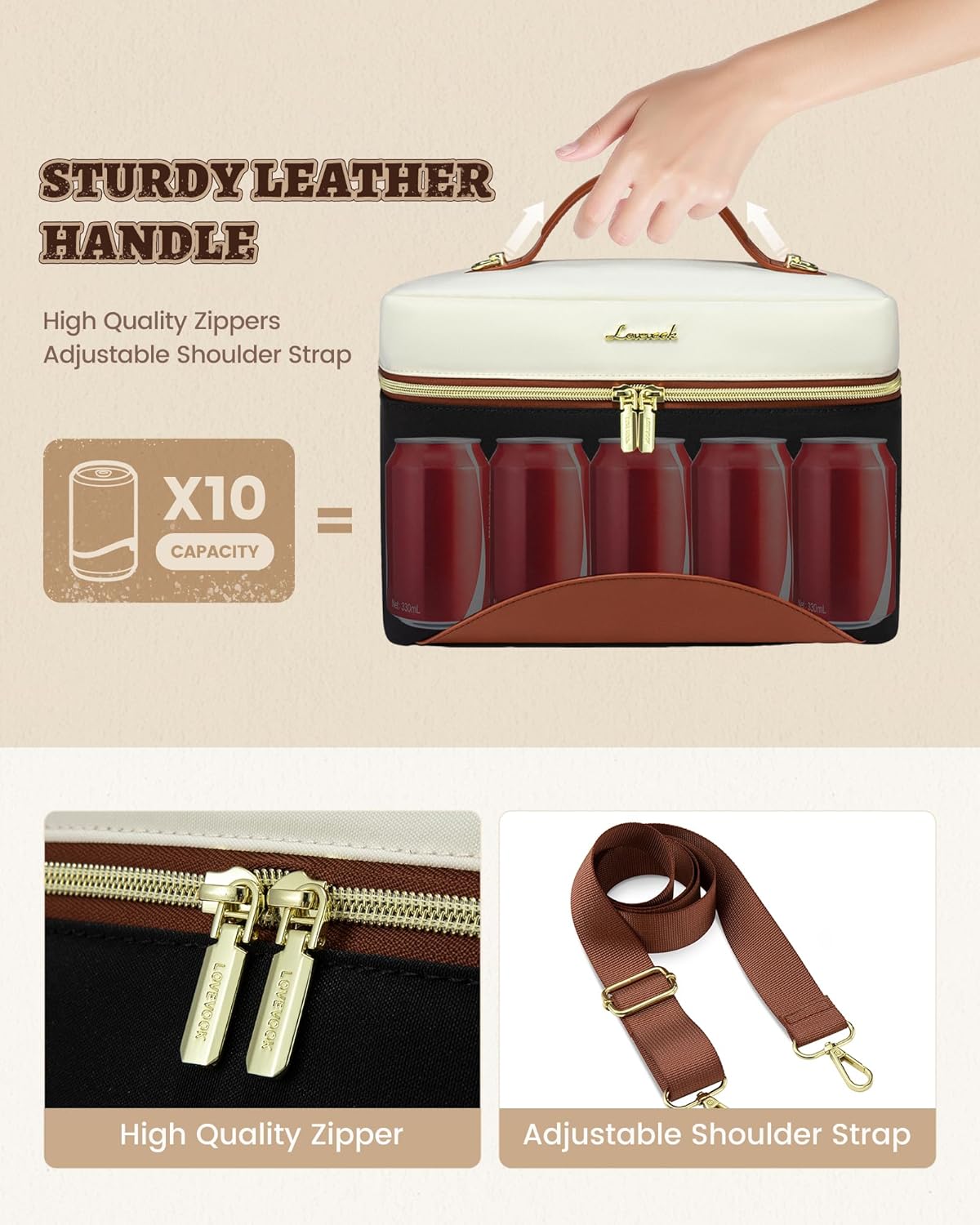 LOVEVOOK Cooler Lunch Bag with Adjustable Shoulder Strap 3225