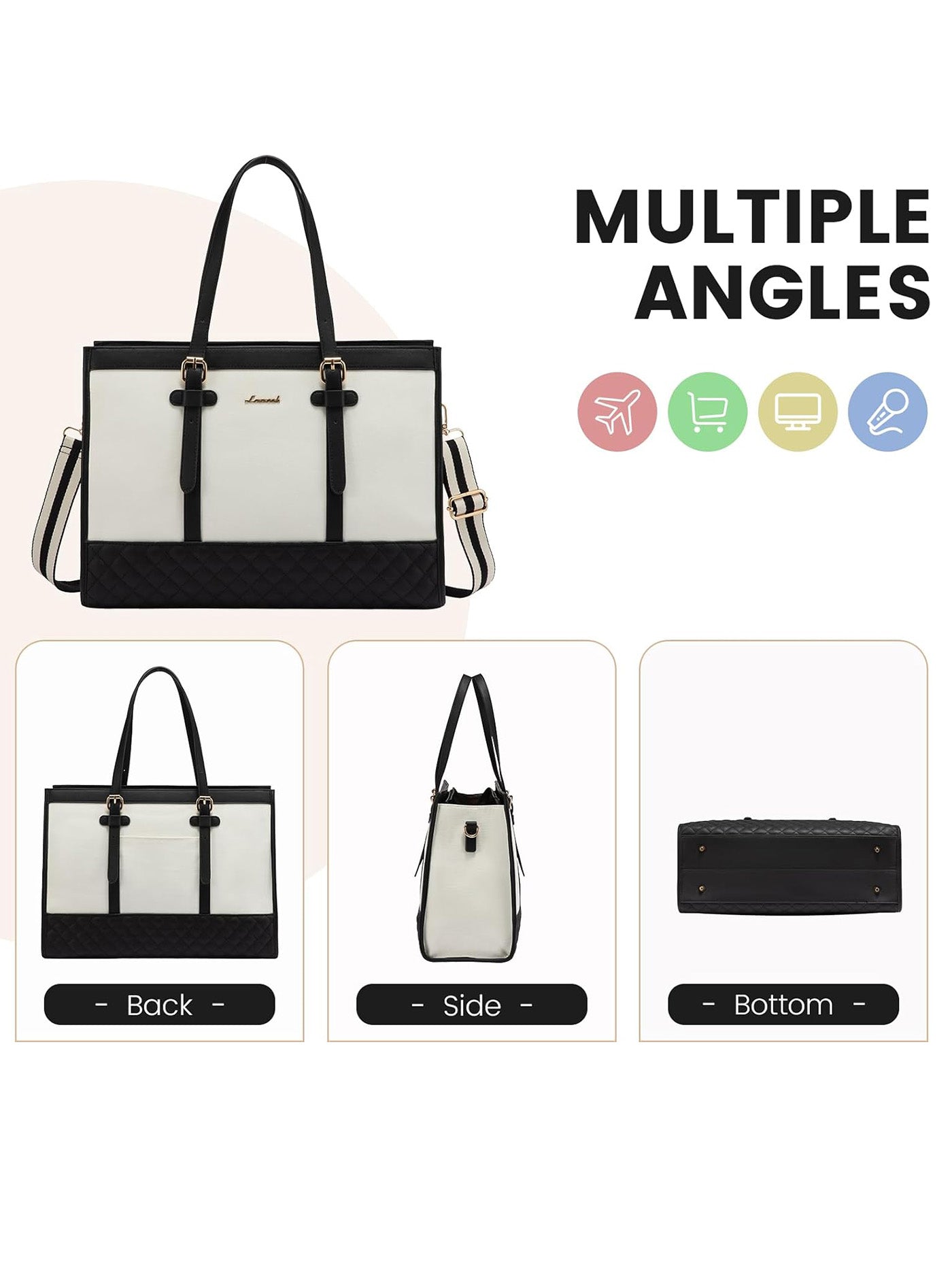 LOVEVOOK 2Pcs Canvas Laptop Tote Bag, 15.6" 30130