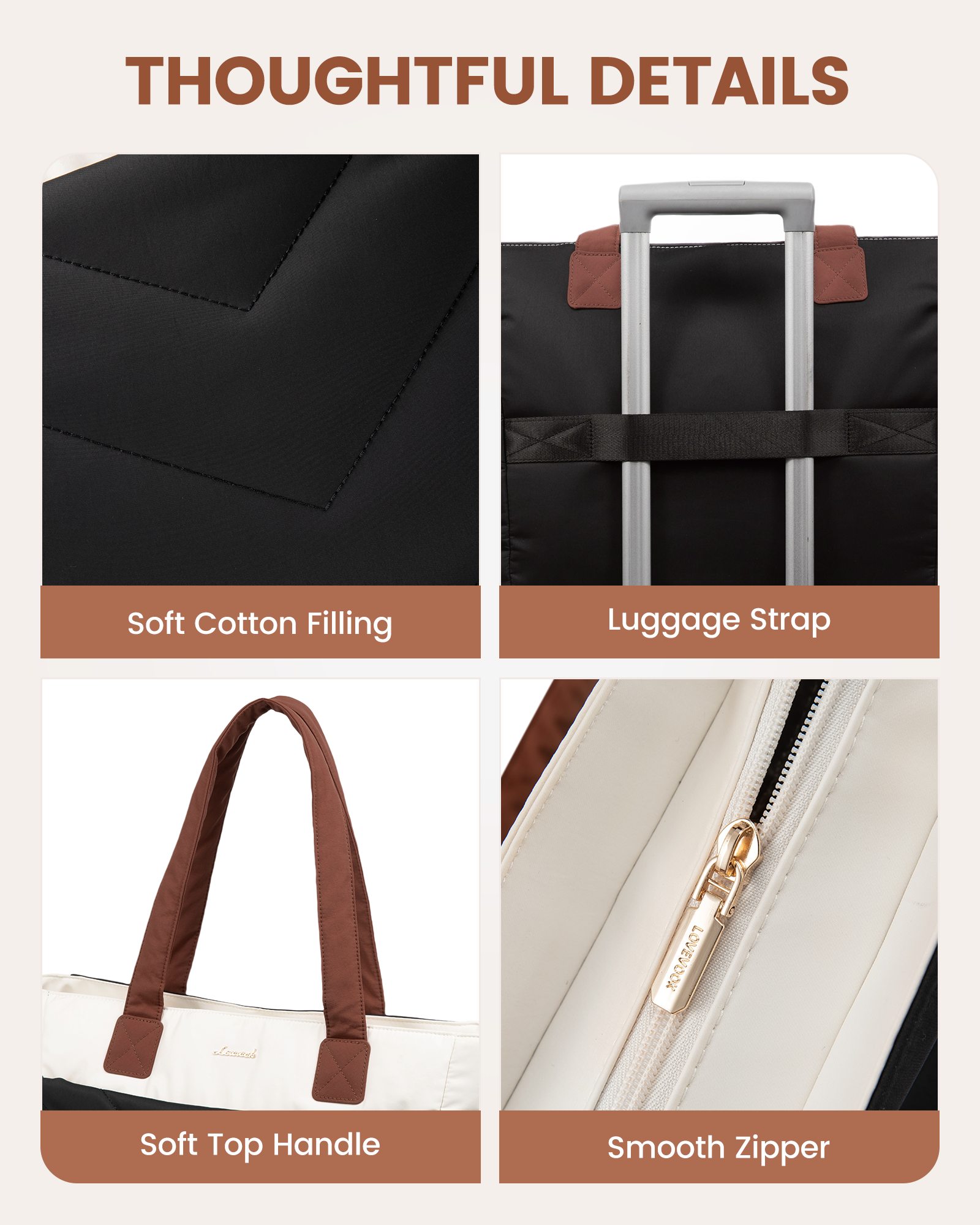 LOVEVOOK 2Pcs Lightweight Puffy Tote Bag 4291