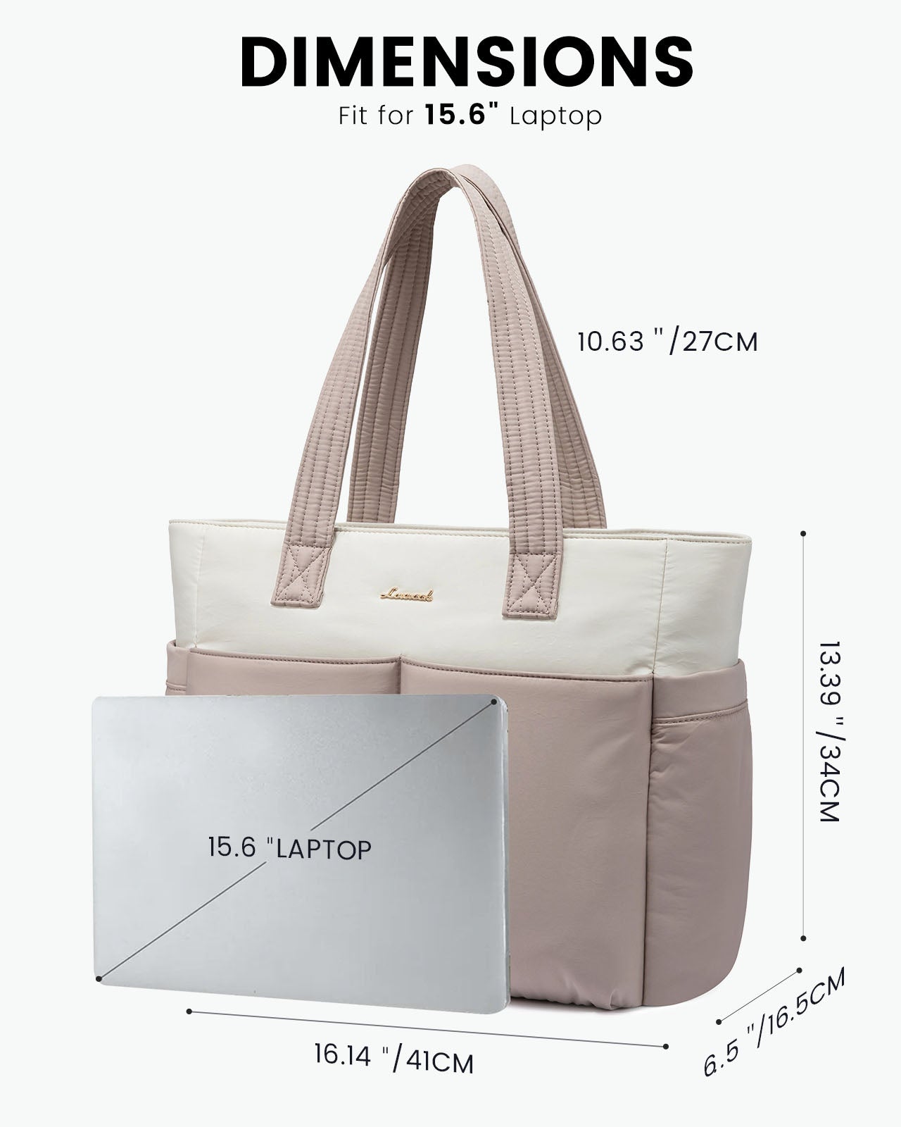 LOVEVOOK 2Pcs Multi-pocket Puffer Tote Bag, 15.6" 17.3" 4327