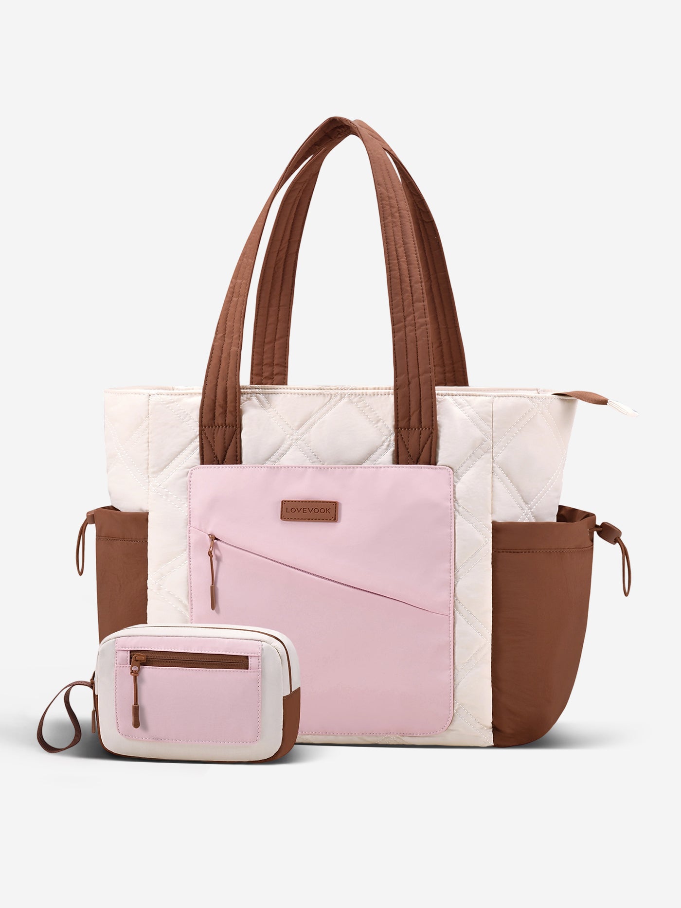 LOVEVOOK 2Pcs Quilted Puffer Tote Bag, 15.6" 17.3" 4408