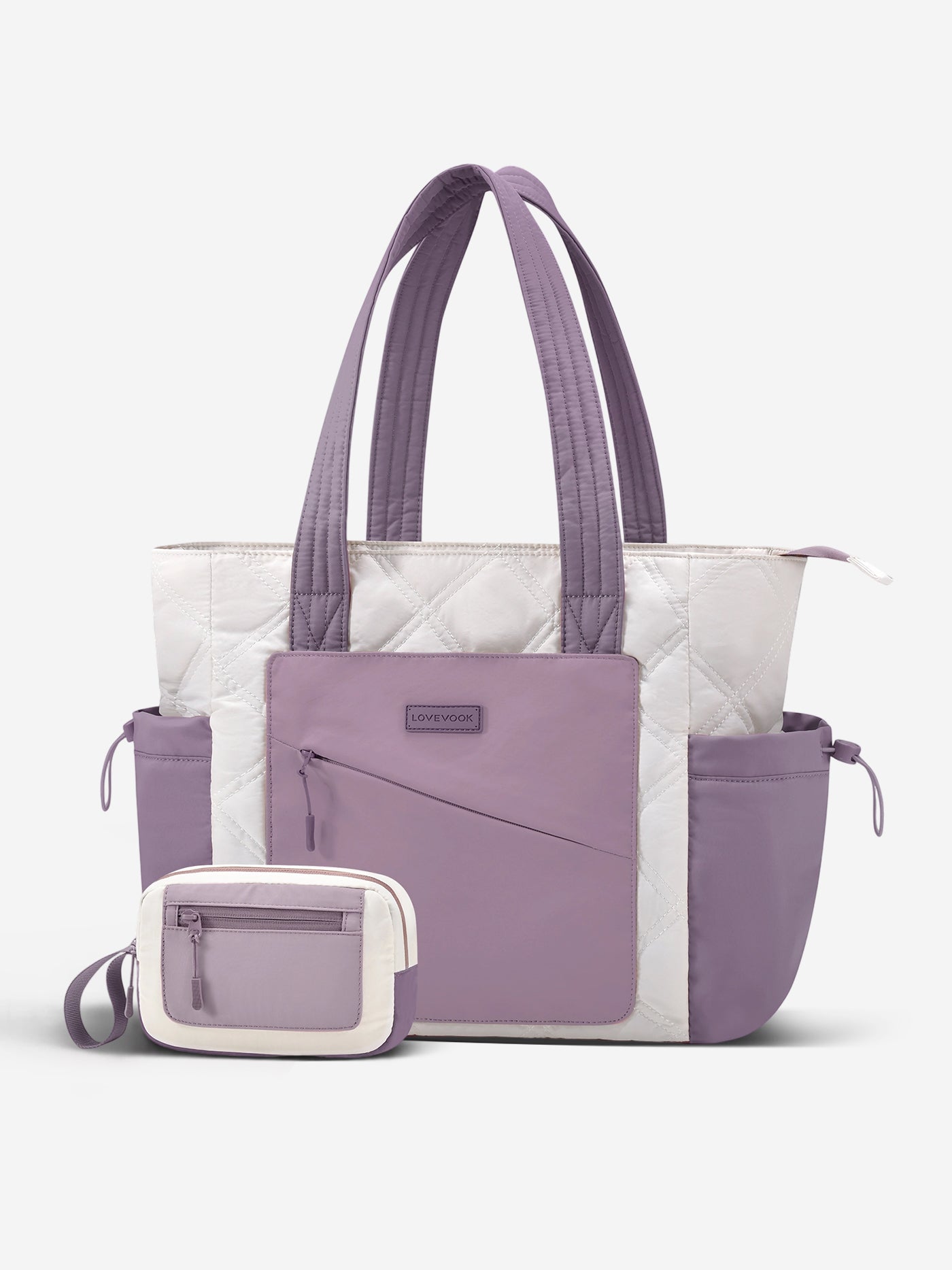 LOVEVOOK 2Pcs Quilted Puffer Tote Bag, 15.6" 17.3" 4408