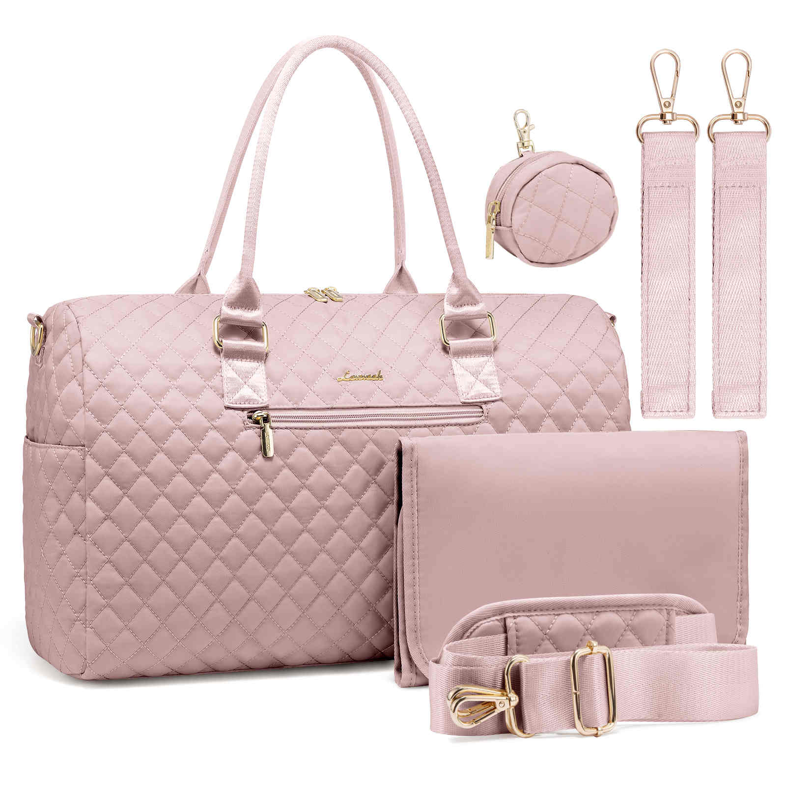 LOVEVOOK 5Pcs Quilted Diaper Tote Bag 2032
